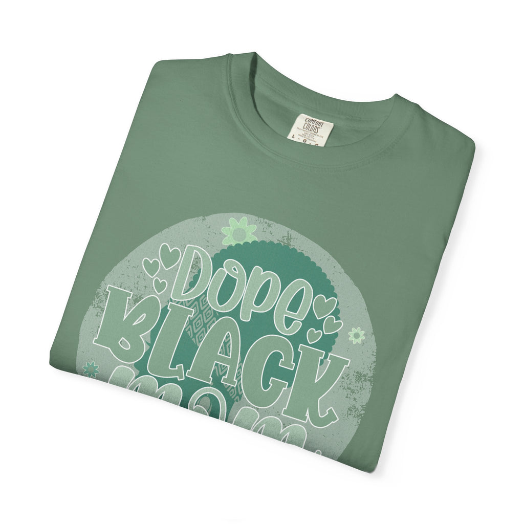 Dope Black Mom Textured T-Shirt — Retro Floral 'Dope Black Mom' Graphic Tee