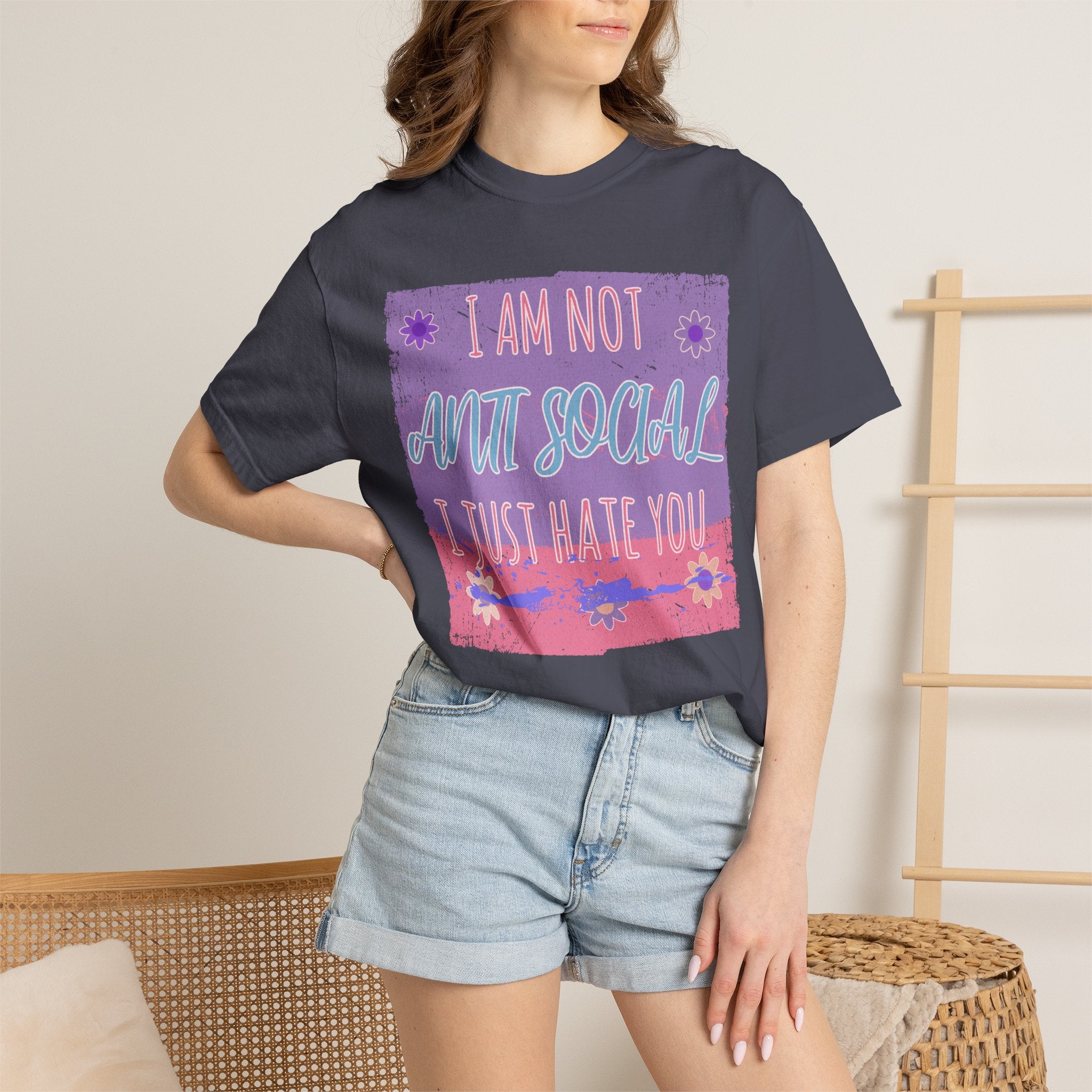 I Am Not Anti-Social I Just Hate You Textured T-Shirt