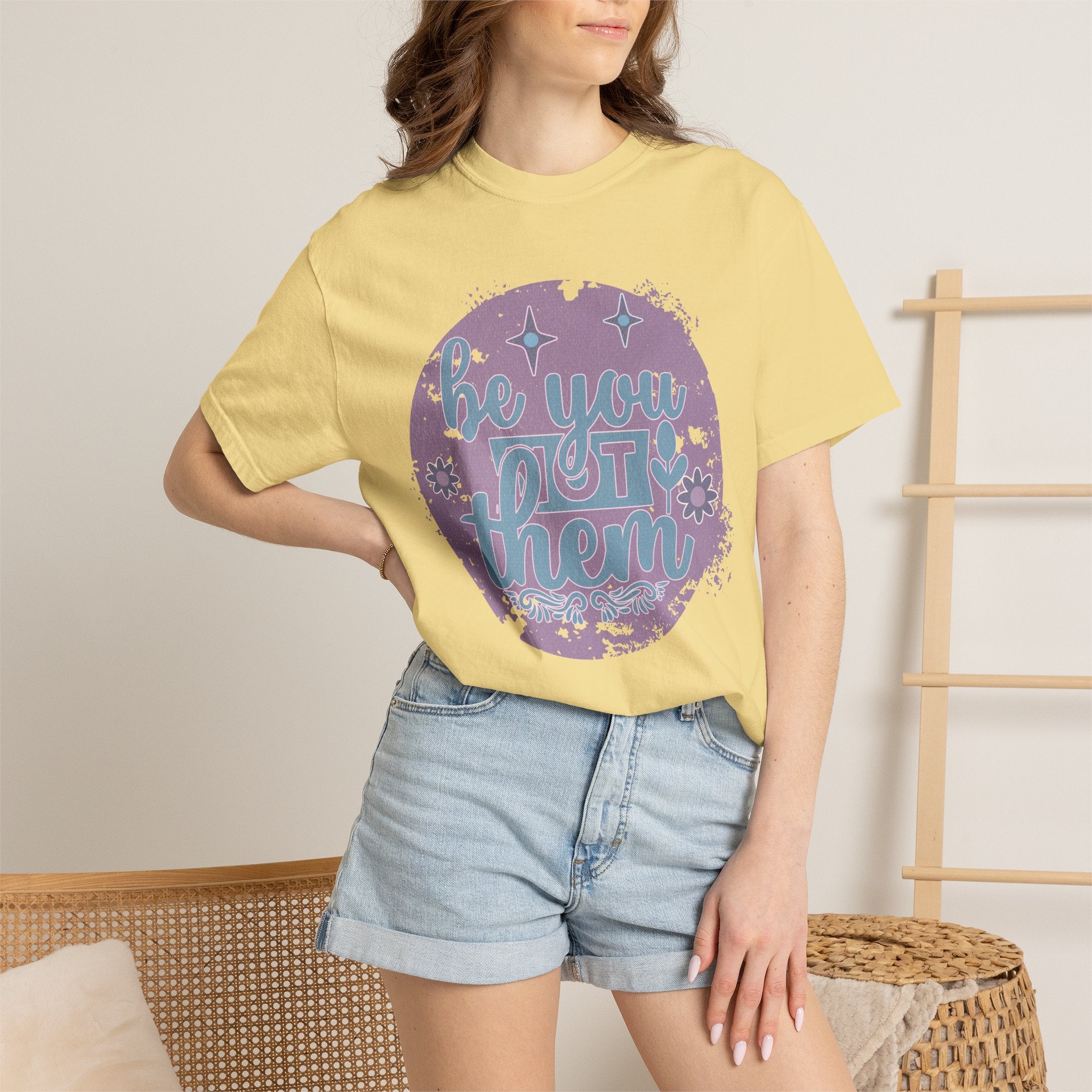Be You, Not Them Textured T-Shirt — Retro Positive Graphic Tee