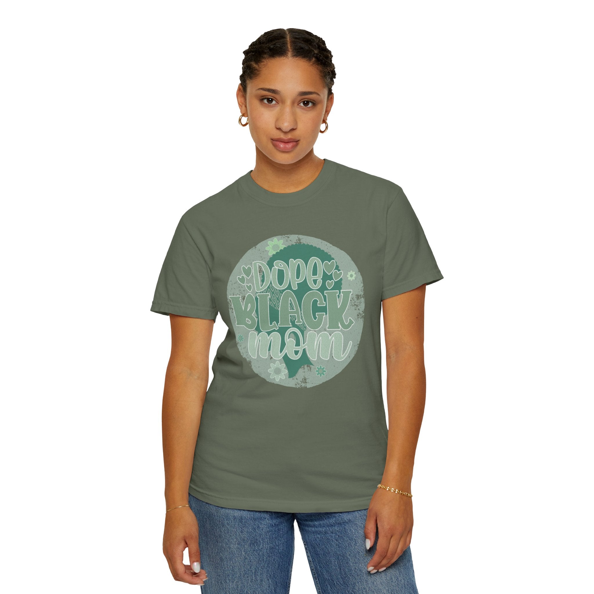 Dope Black Mom Textured T-Shirt — Retro Floral 'Dope Black Mom' Graphic Tee