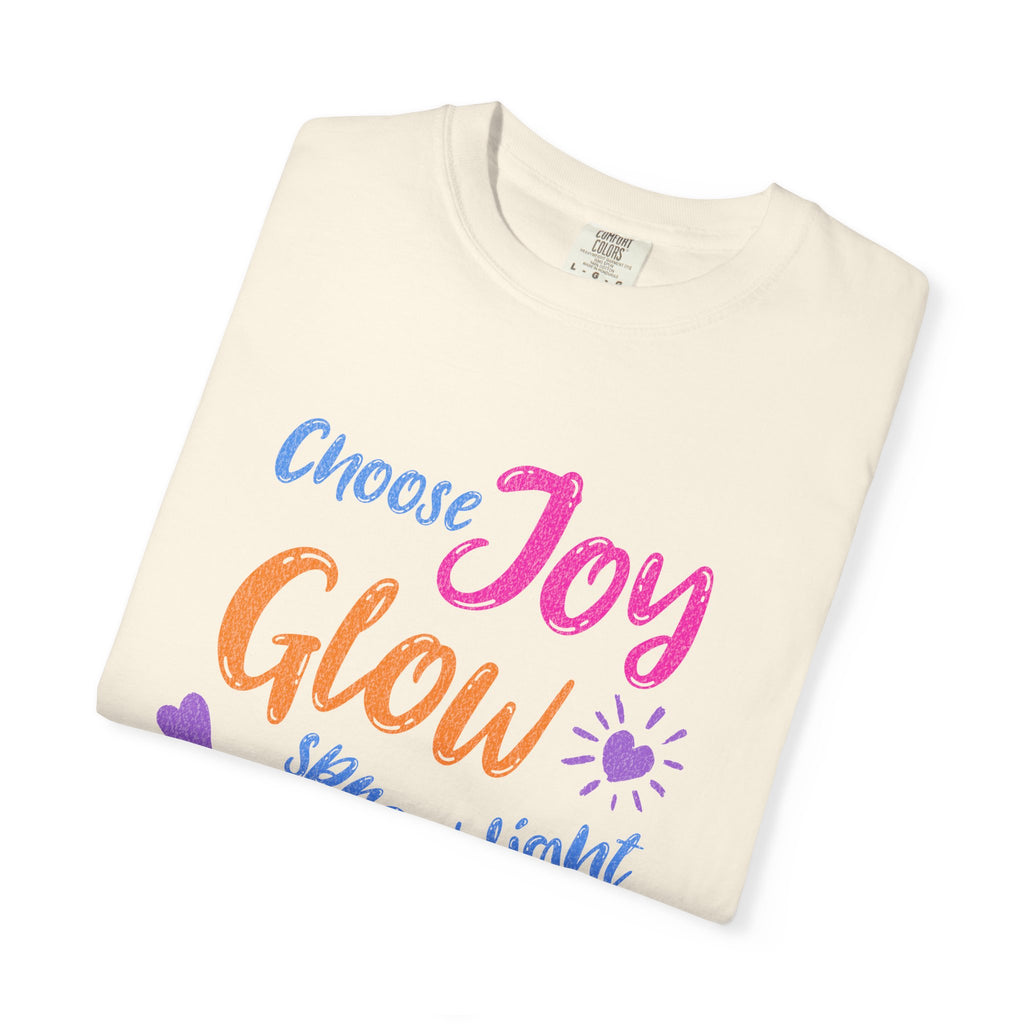 Textured Choose Joy Glow Spread Light Daily T-Shirt — Inspirational Positive Message Tee