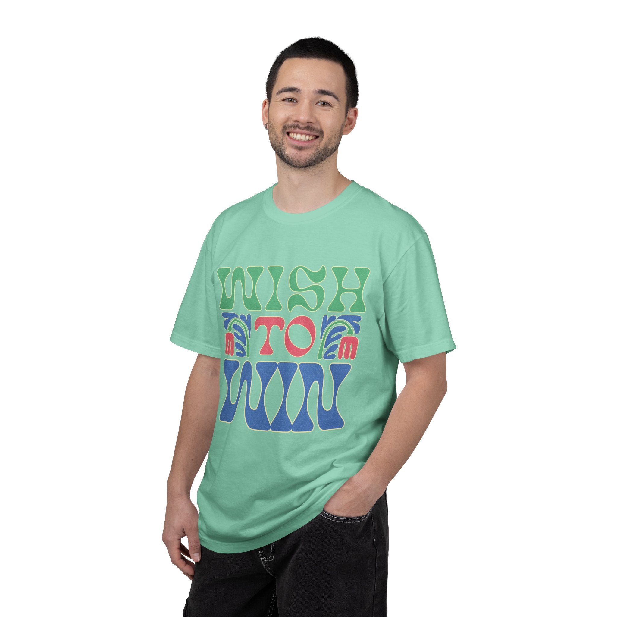 Wish to Win T-shirt |Textured Retro Psychedelic Lettering