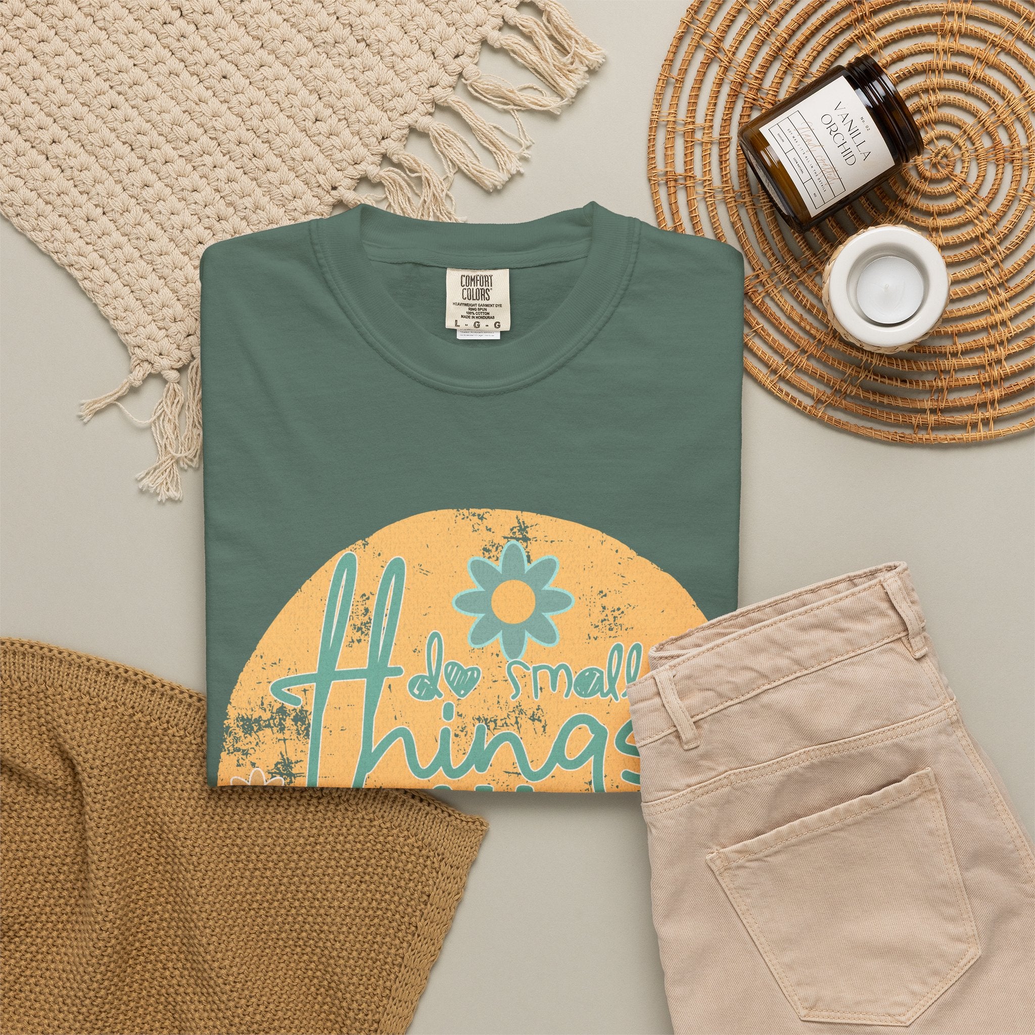 Textured T-Shirt — "Do Small Things With Great Love" Floral Graphic Tee