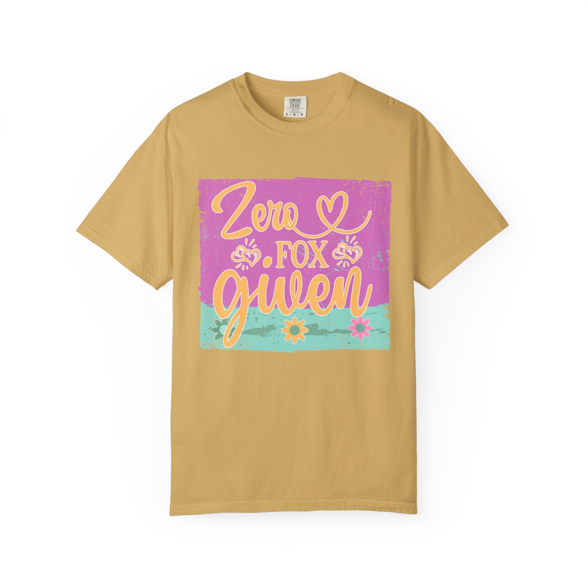 Textured T-Shirt — "Zero Fox Given" Retro Floral Graphic Tee