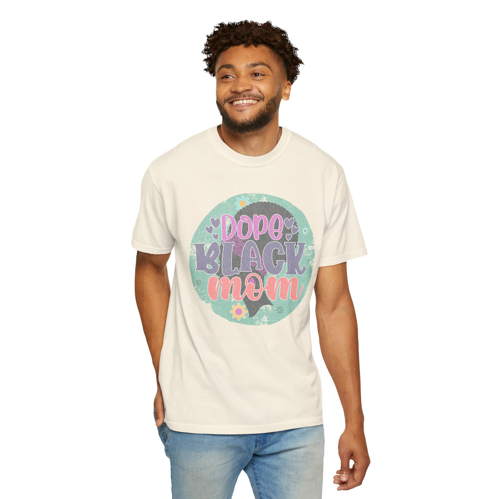 Dope Black Mom Textured T-Shirt — Retro Floral Pride Tee for Black Mothers