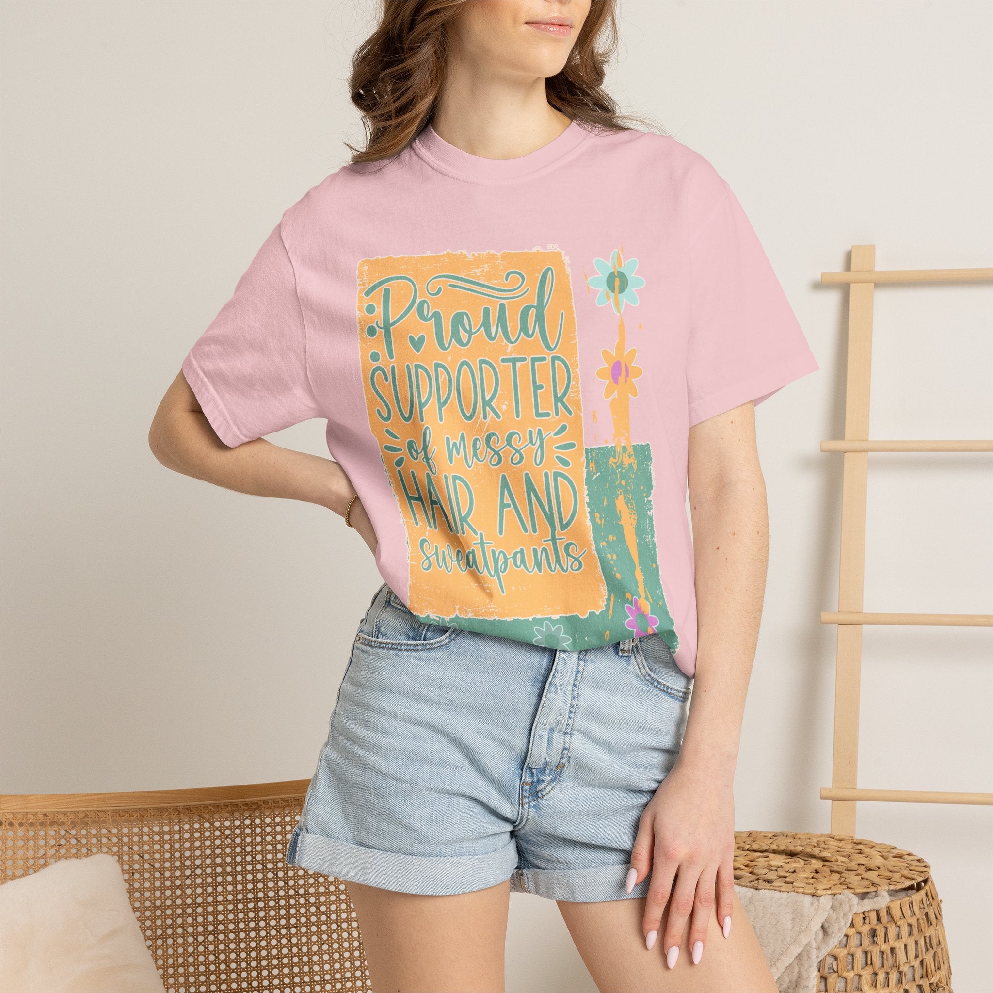 Proud Supporter of Messy Hair and Sweatpants Textured T-Shirt