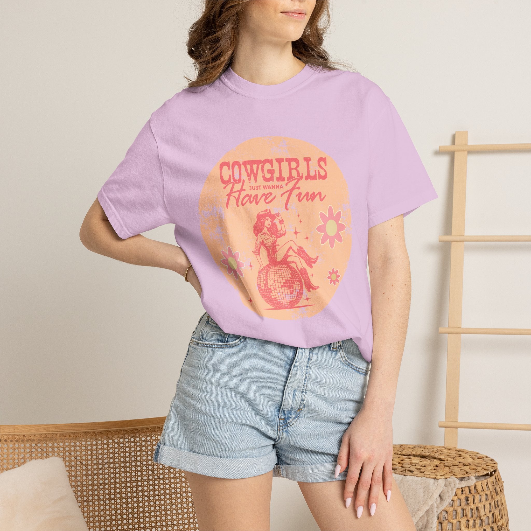Cowgirls Just Wanna Have Fun Textured Retro Graphic T-Shirt