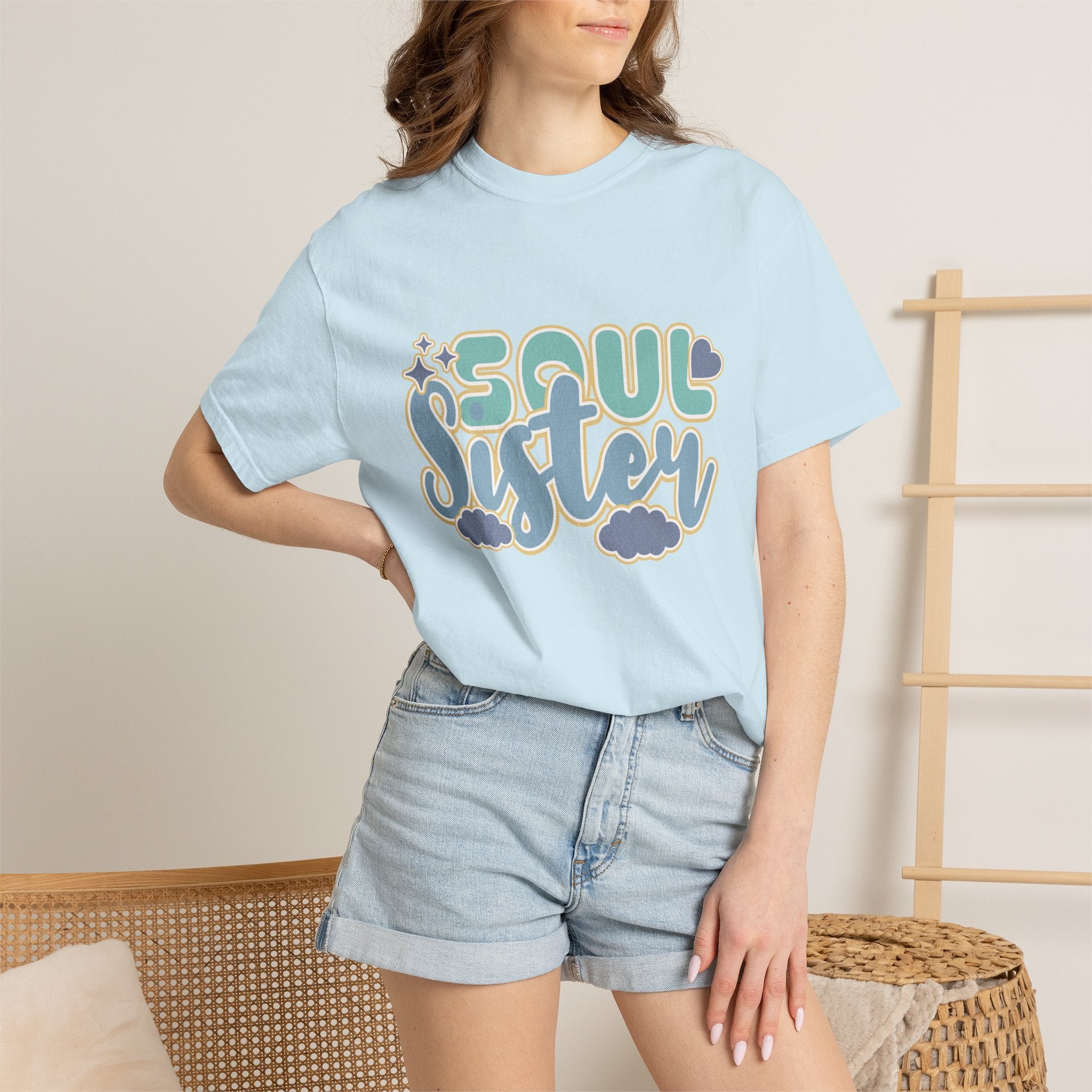 Soul Sister Textured T-Shirt — Retro Cloud Graphic Tee