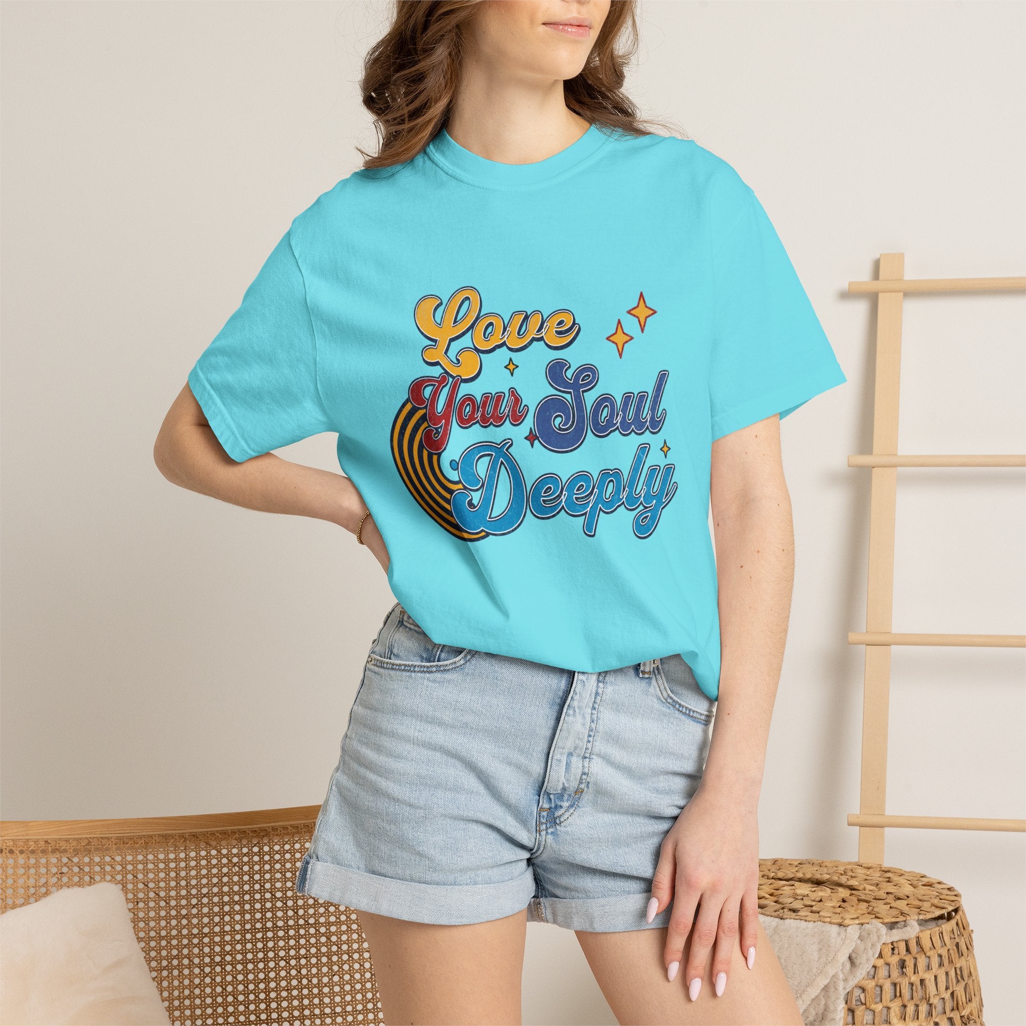 Textured Love Your Soul Deeply T-Shirt — Retro Positive Message Tee