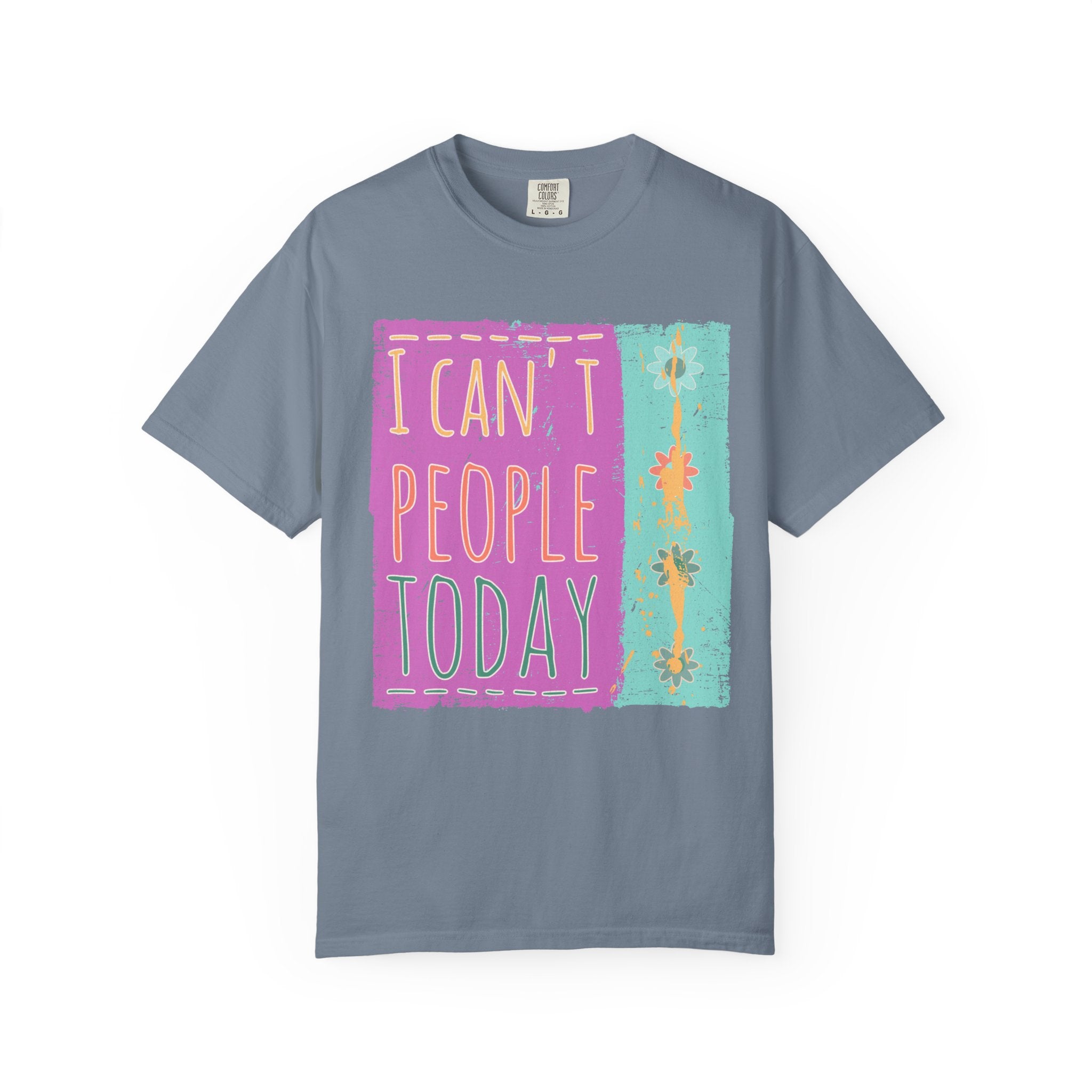 Textured I Can't People Today T-Shirt — Funny Introvert Graphic Tee