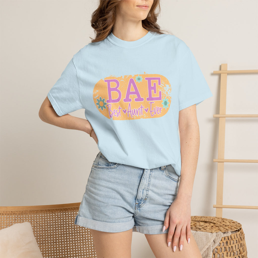BAE Best Aunt Ever Textured T-Shirt — Floral Retro Graphic Tee for Cool Aunts