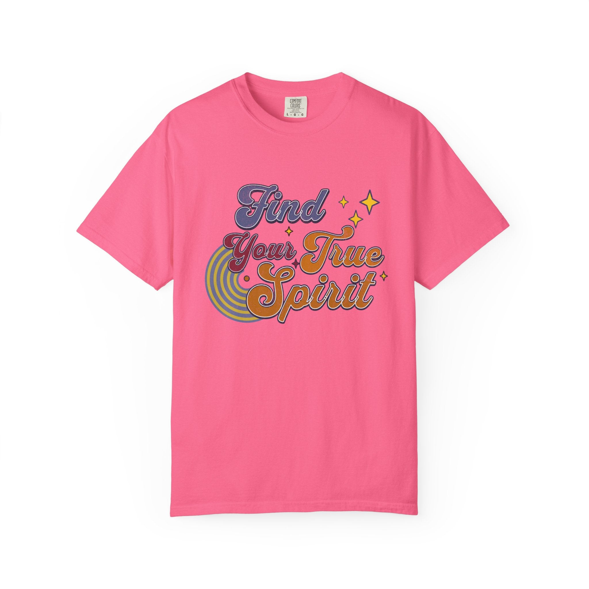 Textured Find Your True Spirit T-Shirt — Retro Rainbow Typography Tee