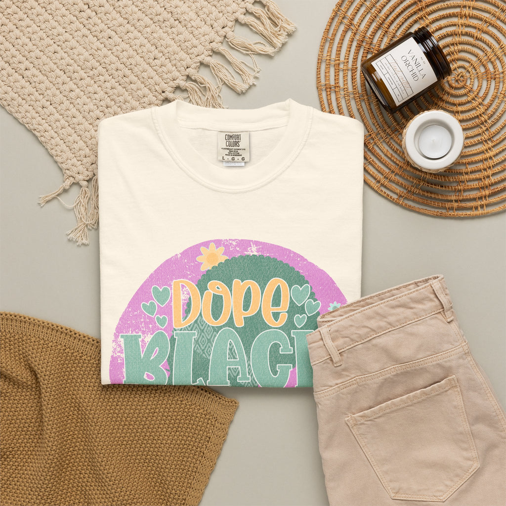 Dope Black Mom Textured T-Shirt — Retro Floral Pride Tee for Black Moms