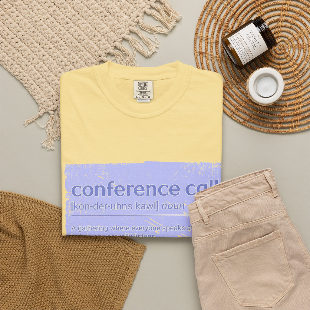 Conference Call Textured T-Shirt – Funny Work-From-Home Graphic Tee