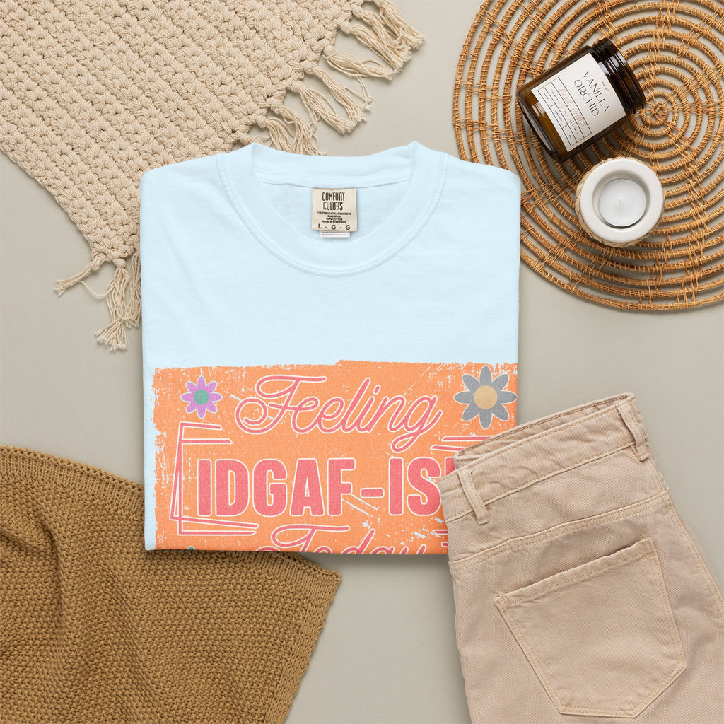 Textured IDGAF-ish Feeling T-Shirt — Retro Floral Graphic Tee