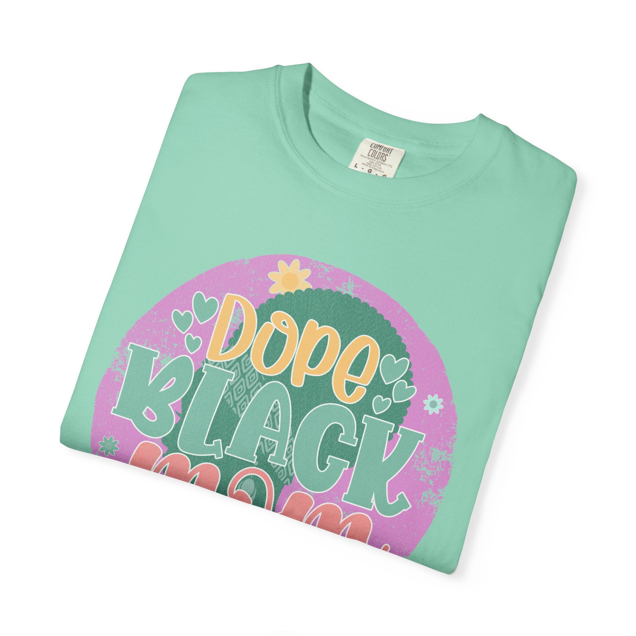 Dope Black Mom Textured T-Shirt — Retro Floral Pride Tee for Black Moms