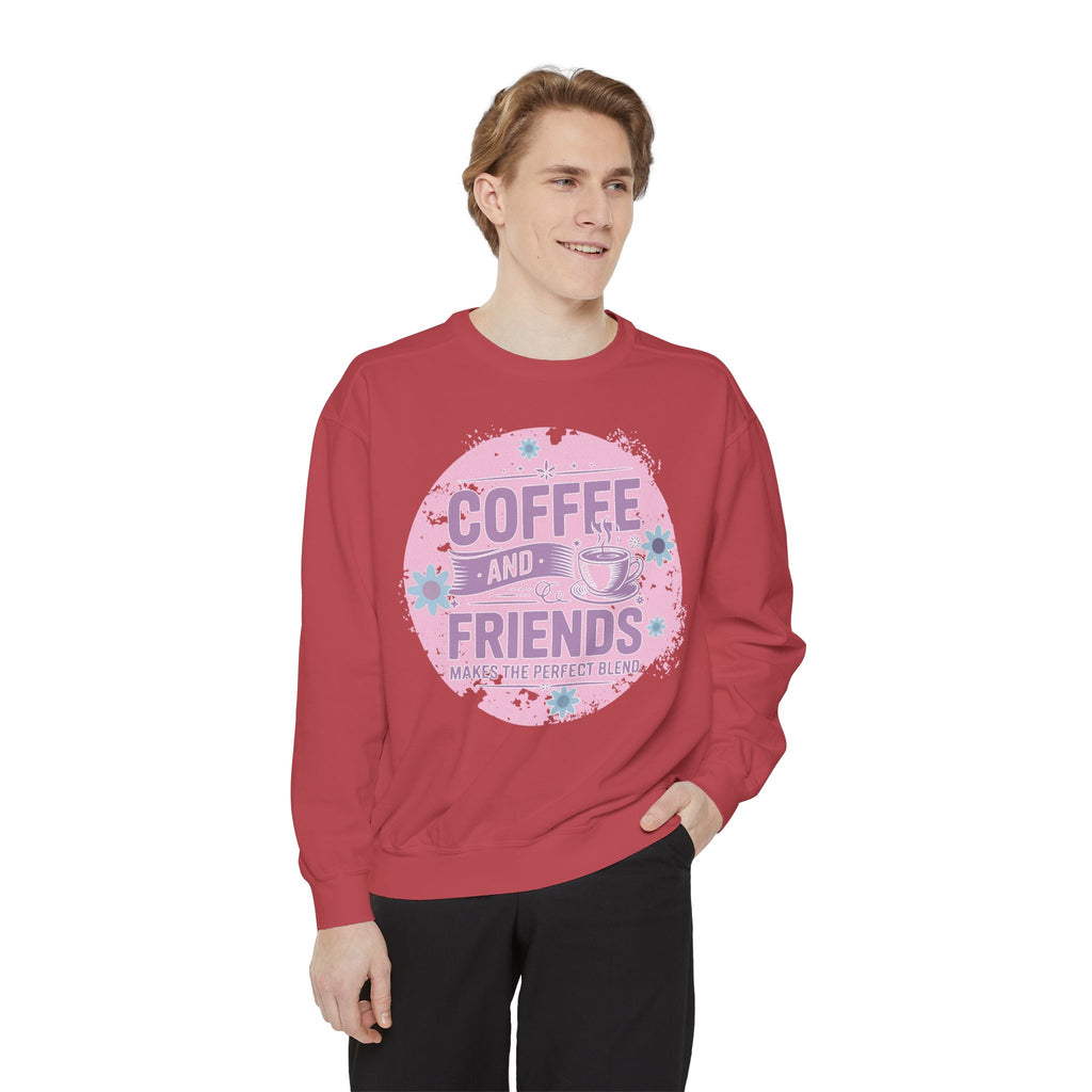 Coffee and Friends Sweatshirt — Cozy Floral Coffee Quote Crewneck