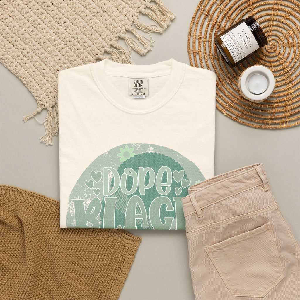 Dope Black Mom Textured T-Shirt — Retro Floral 'Dope Black Mom' Graphic Tee