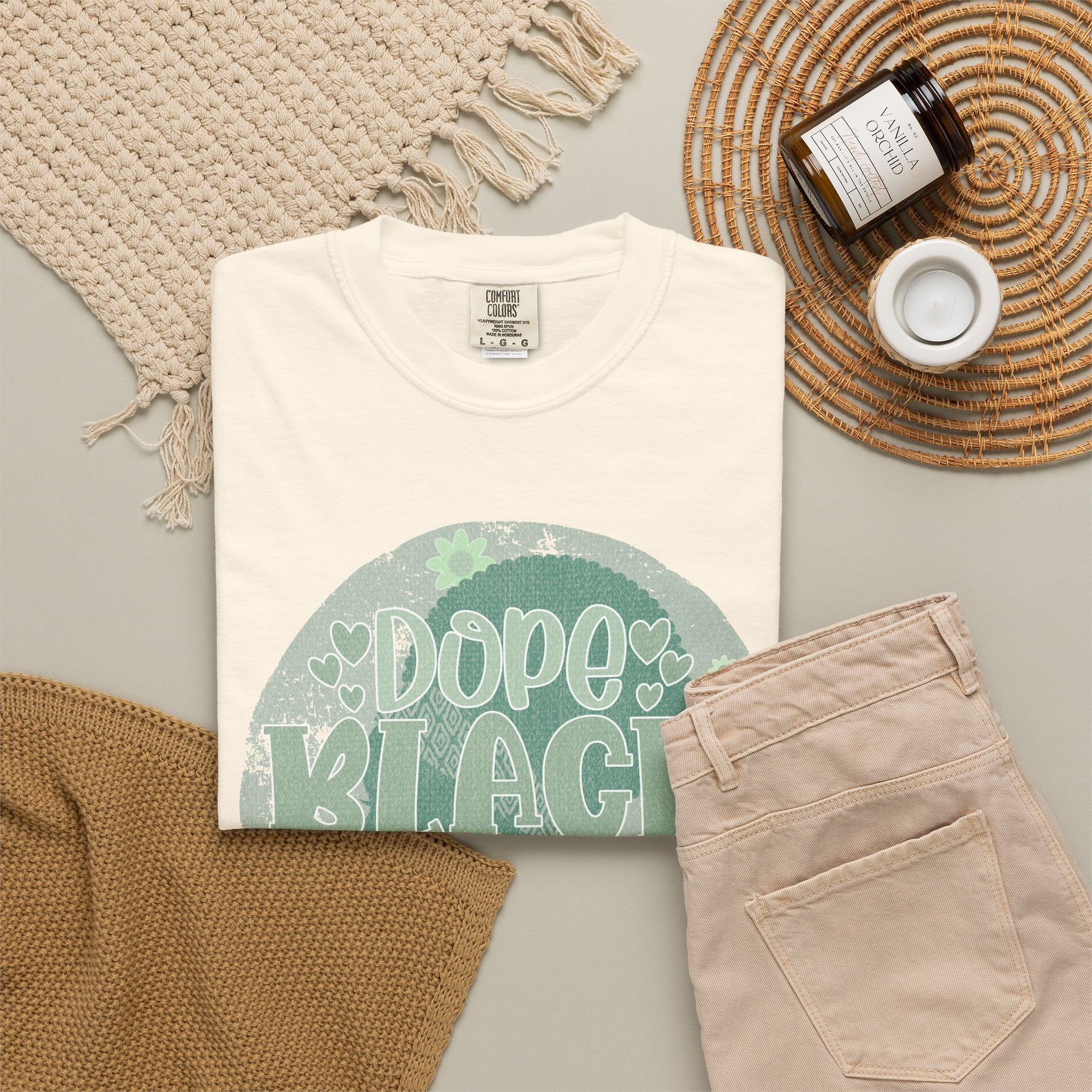 Dope Black Mom Textured T-Shirt — Retro Floral 'Dope Black Mom' Graphic Tee