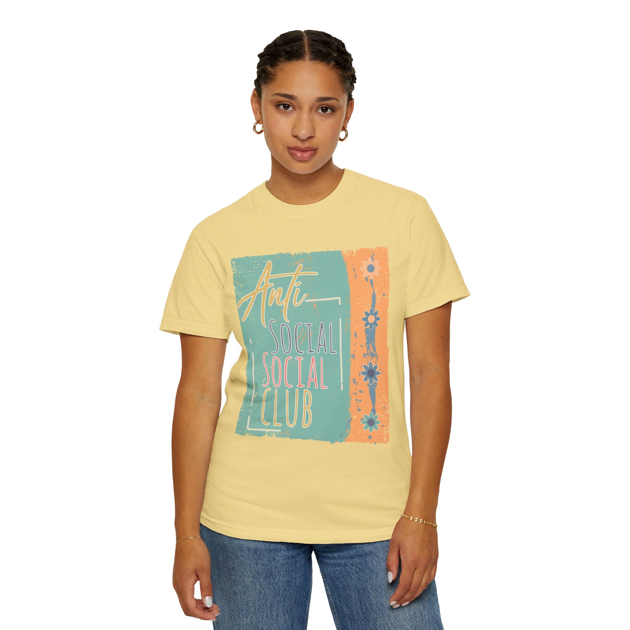 Textured “Anti Social Social Club” Retro Graphic T-Shirt