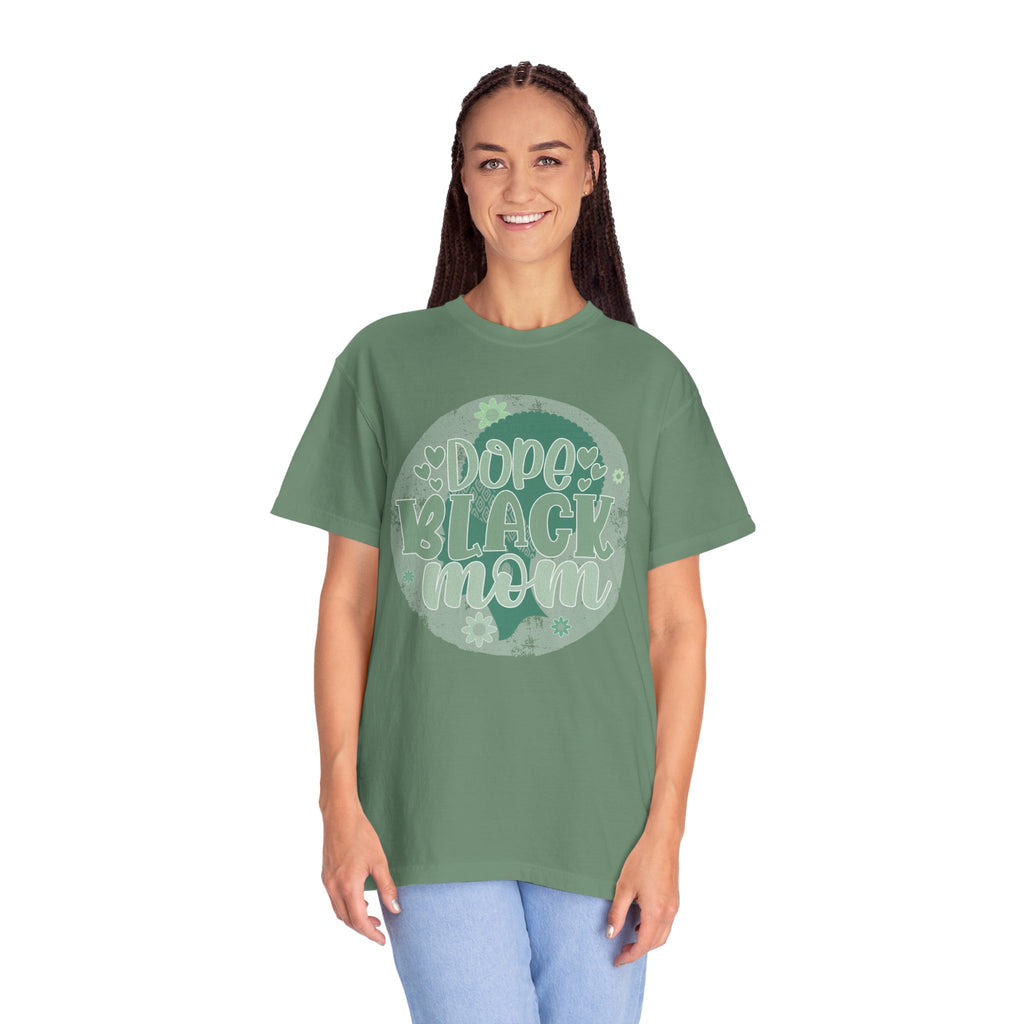 Dope Black Mom Textured T-Shirt — Retro Floral 'Dope Black Mom' Graphic Tee