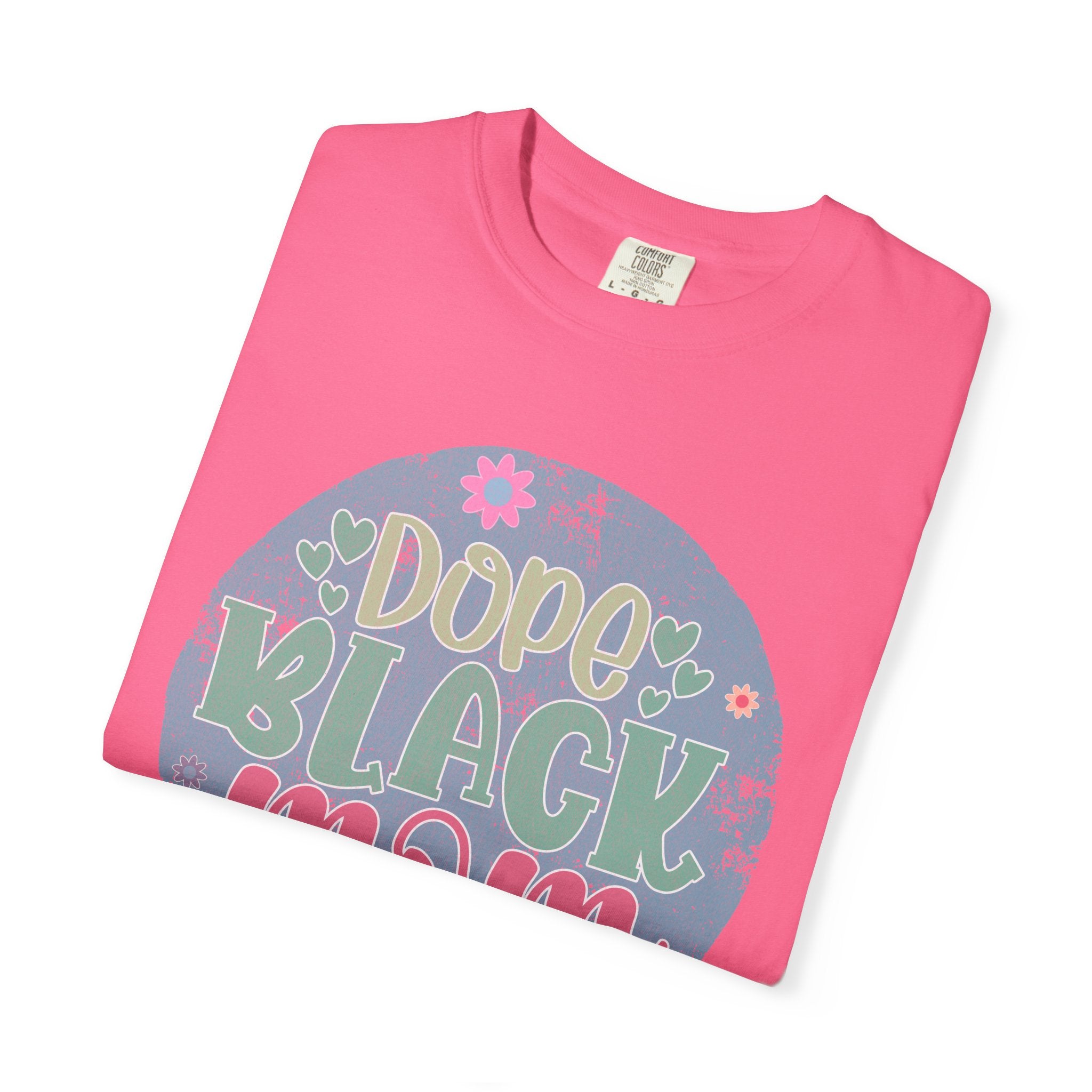 Dope Black Mom Textured T-Shirt — Floral Retro Circle Graphic Tee for Mothers