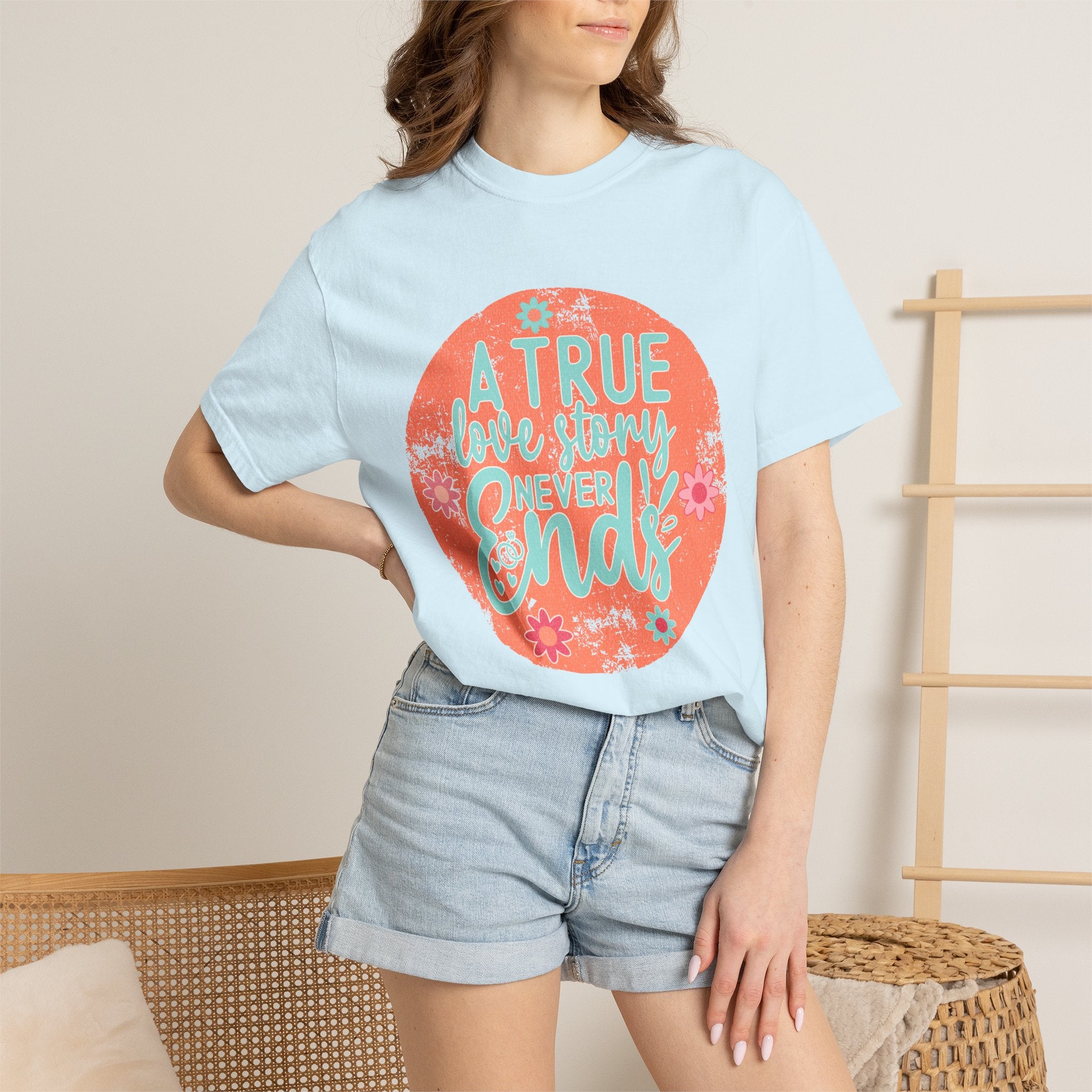 Textured A True Love Story Never Ends T-Shirt
