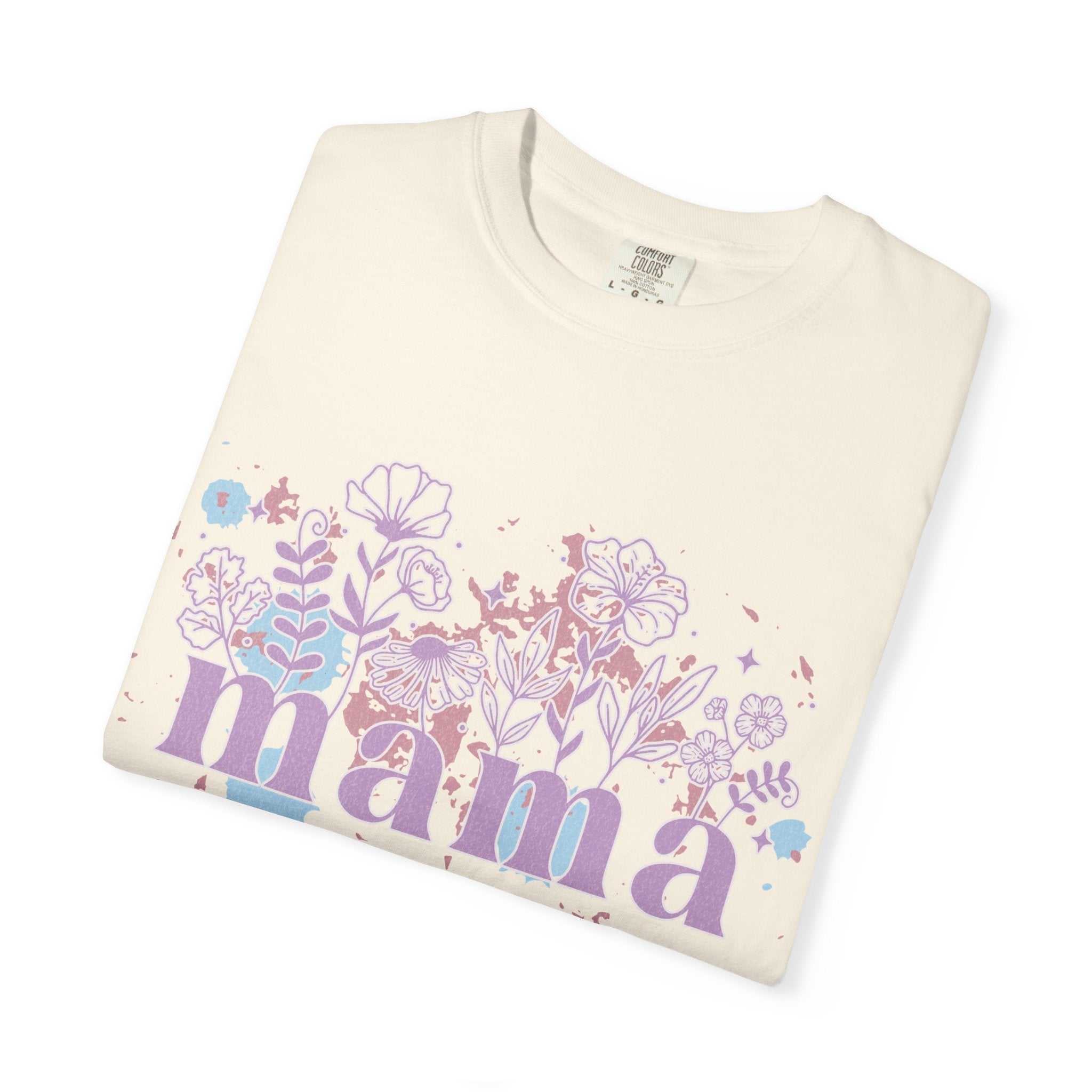 Mama Floral Splash Textured Tee — Pastel Garden Mother's Day T-Shirt
