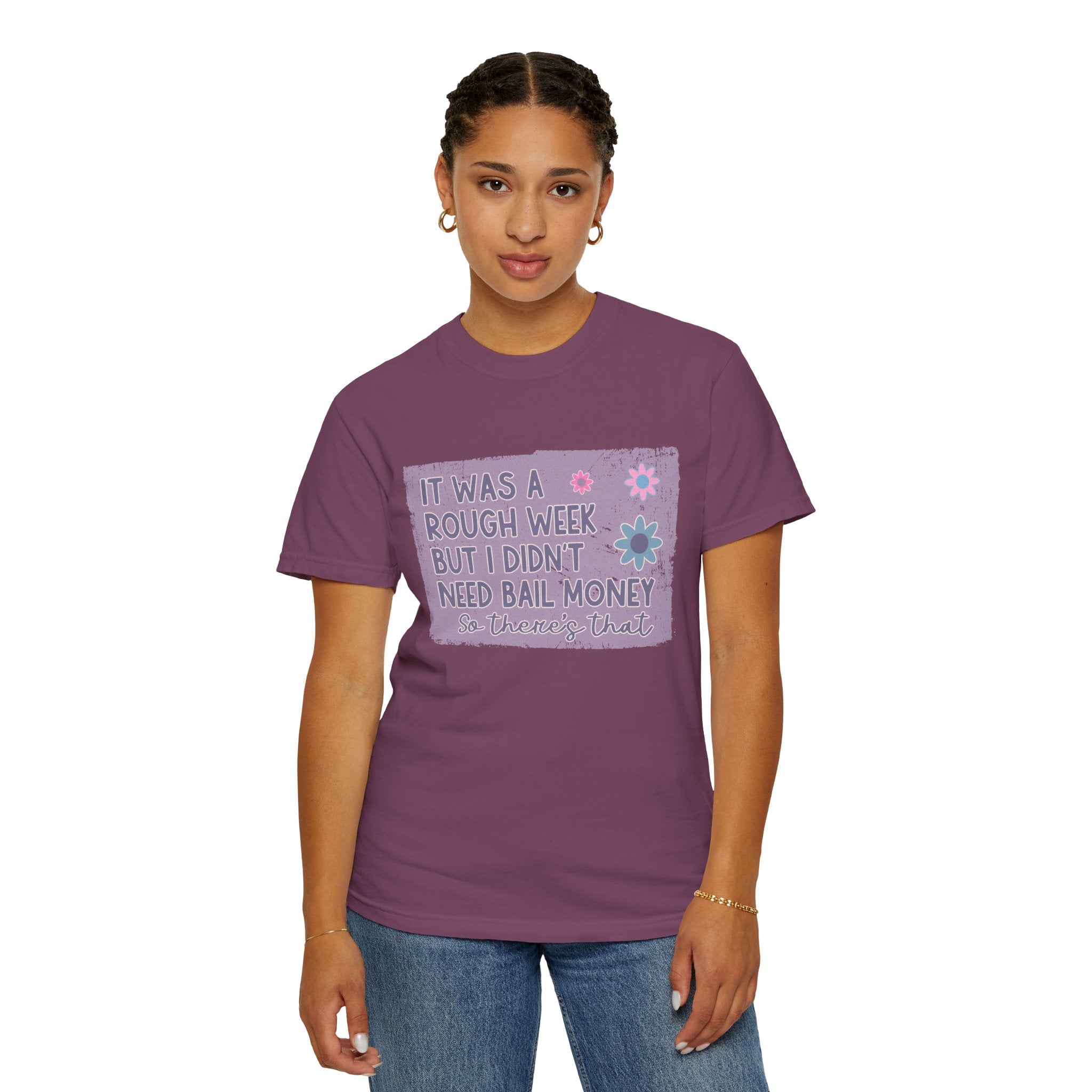 Textured Graphic T-Shirt — "Sarcastic Retro Rough Week Shirt  " Retro Floral Tee