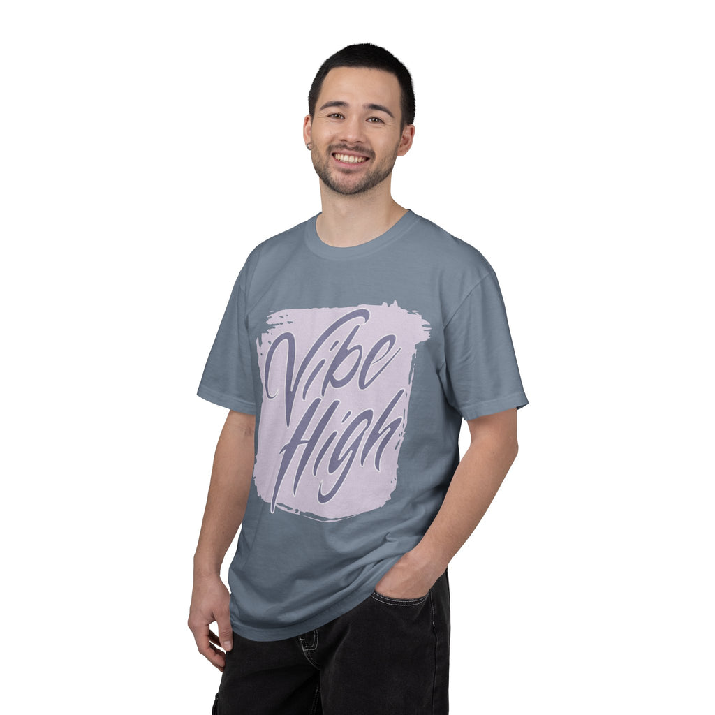 Vibe High Textured T-Shirt — Retro Brush Script Graphic Tee
