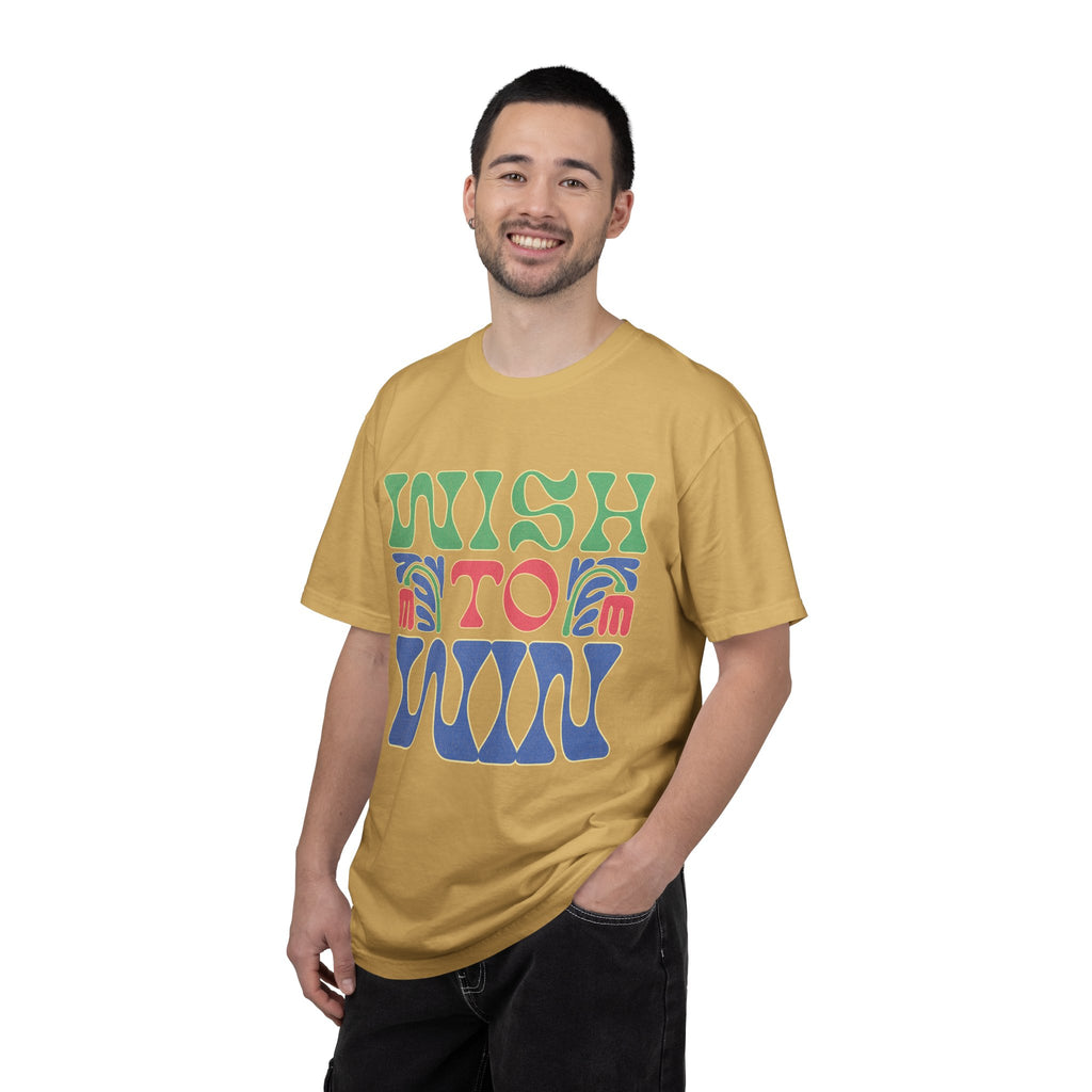 Wish to Win T-shirt |Textured Retro Psychedelic Lettering