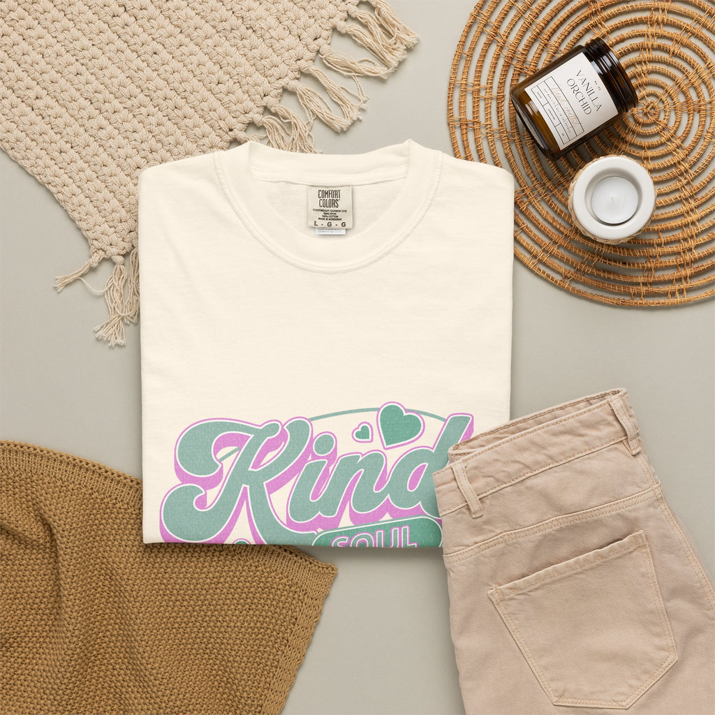 Textured Kind Soul T-Shirt — Retro Pastel Graphic Tee