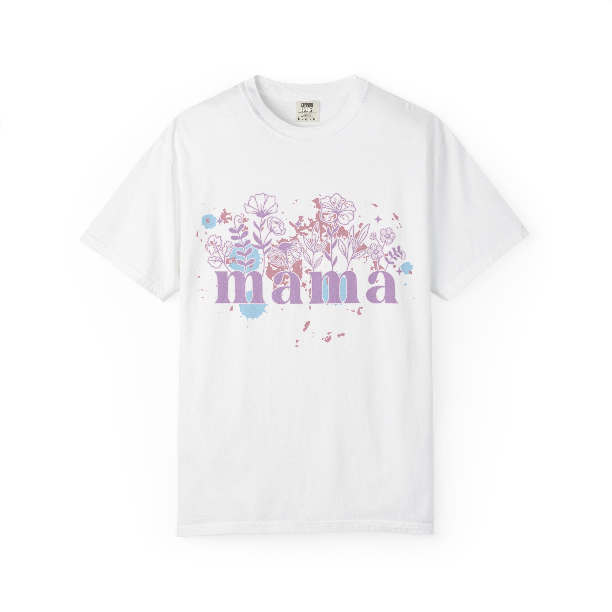 Mama Floral Splash Textured Tee — Pastel Garden Mother's Day T-Shirt