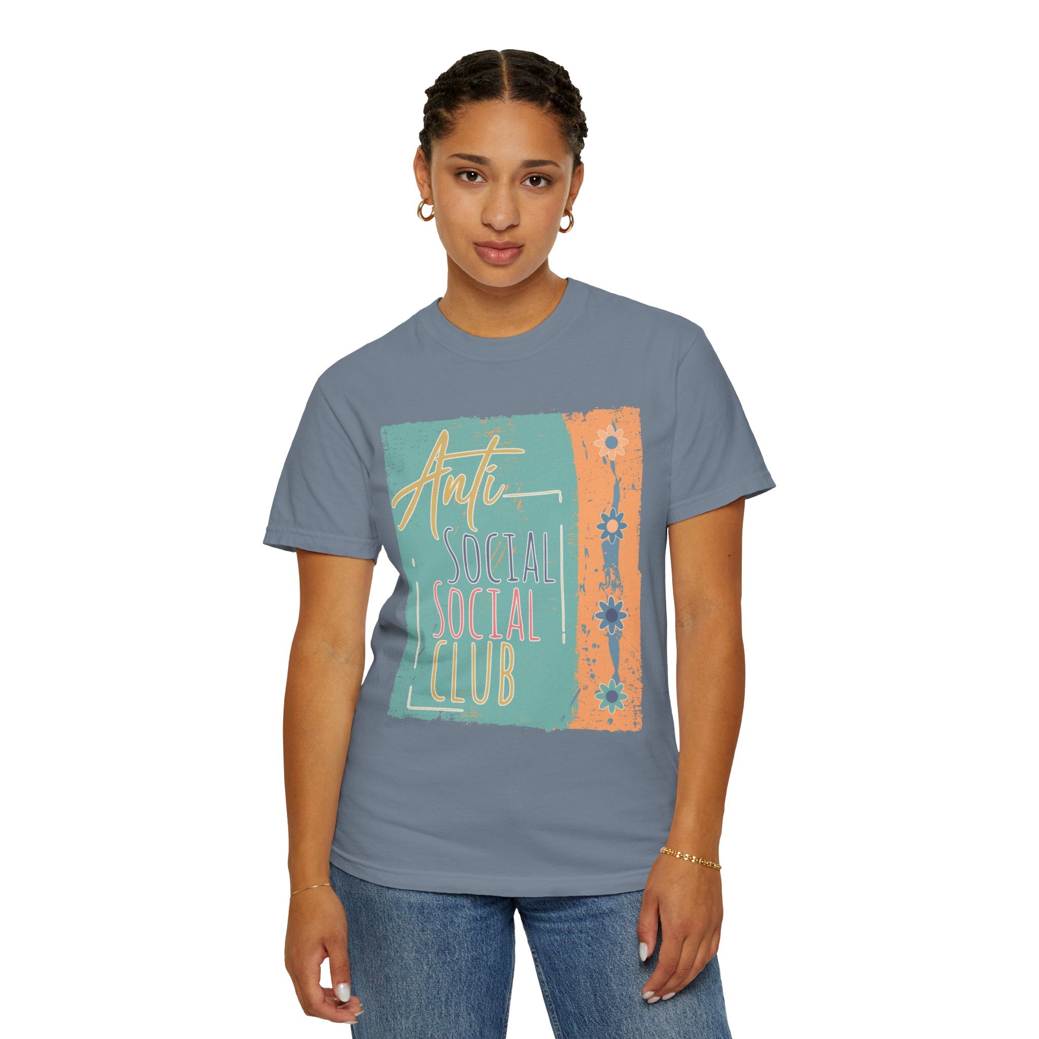 Textured “Anti Social Social Club” Retro Graphic T-Shirt