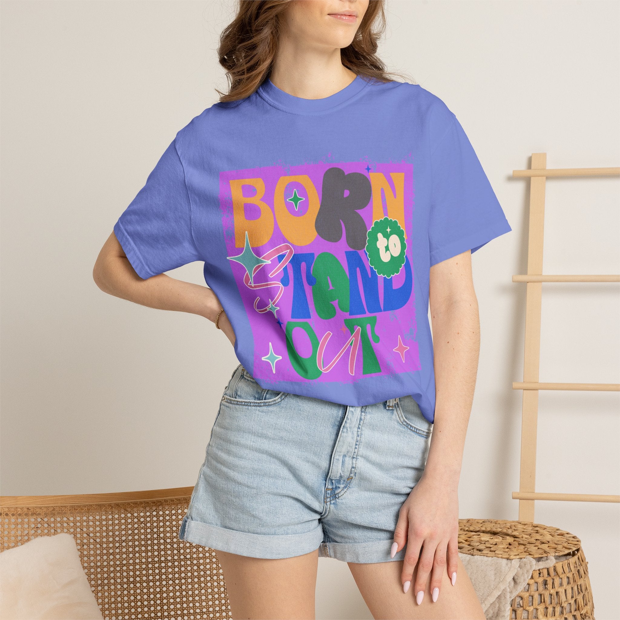 Born to Stand Out Graphic Textured T-Shirt