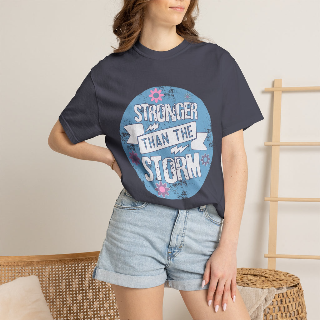 Textured  Stronger Than The Storm T-Shirt — Inspirational Resilience Graphic Tee