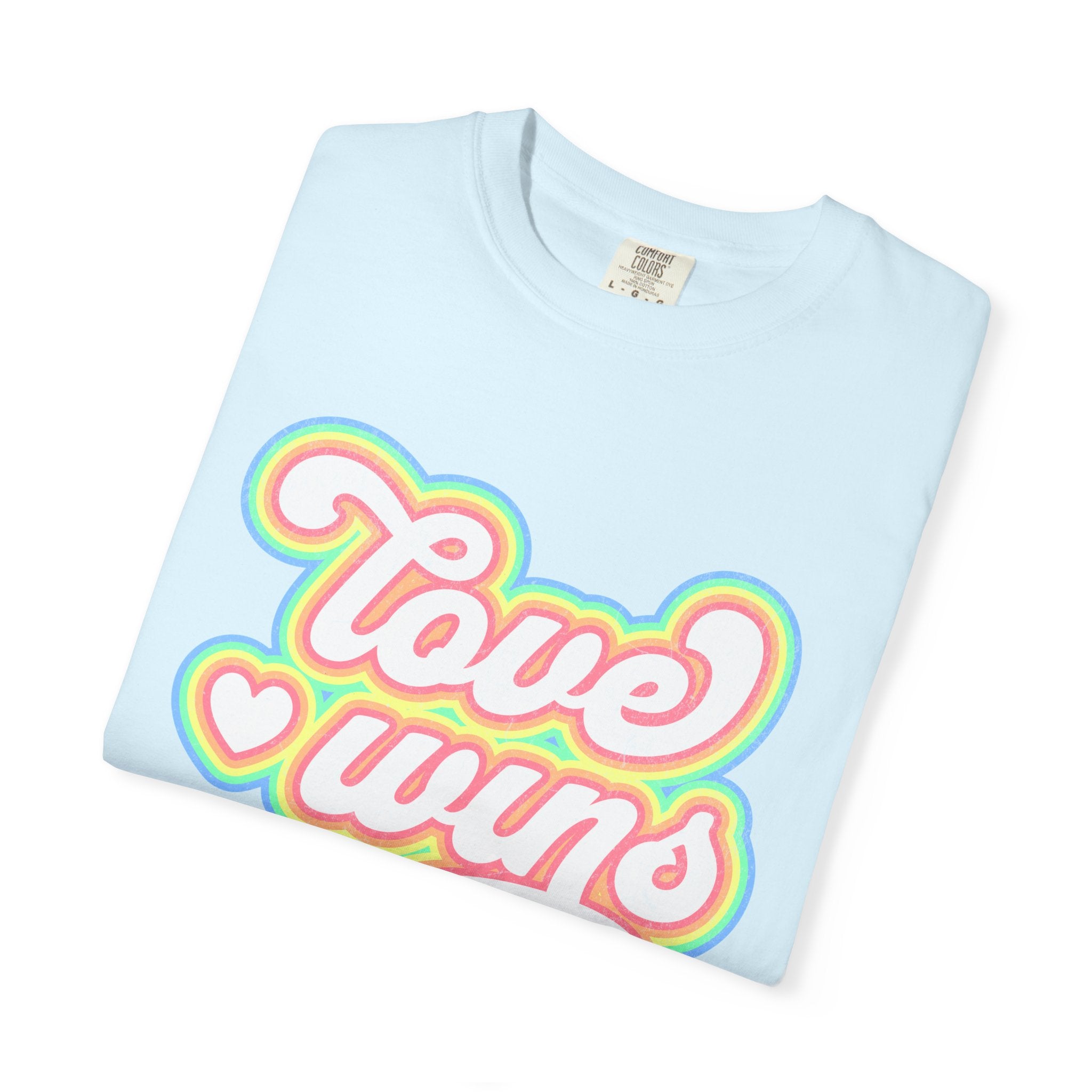 Textured Retro 'Love Wins' T-Shirt — Rainbow Script Pride Tee