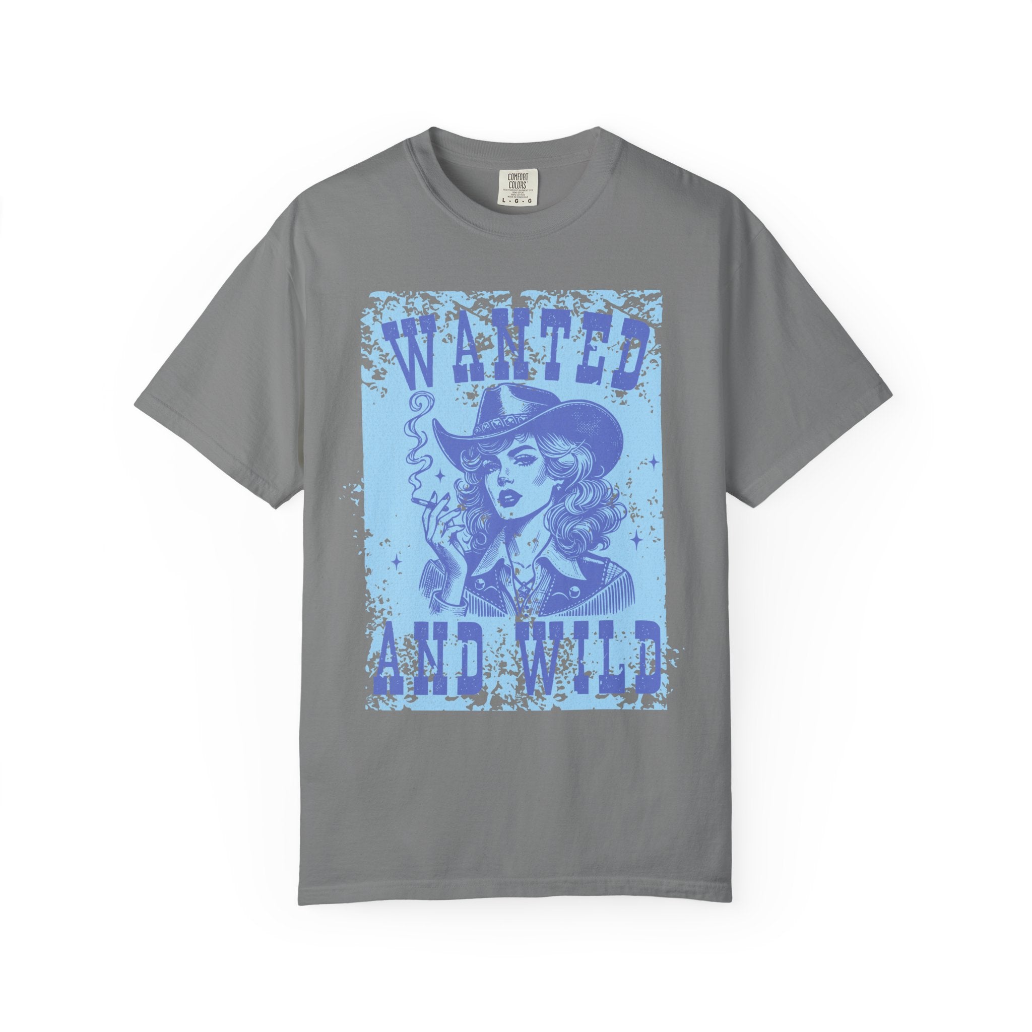 Wanted and Wild Cowboy Cowgirl  Textured T-Shirt