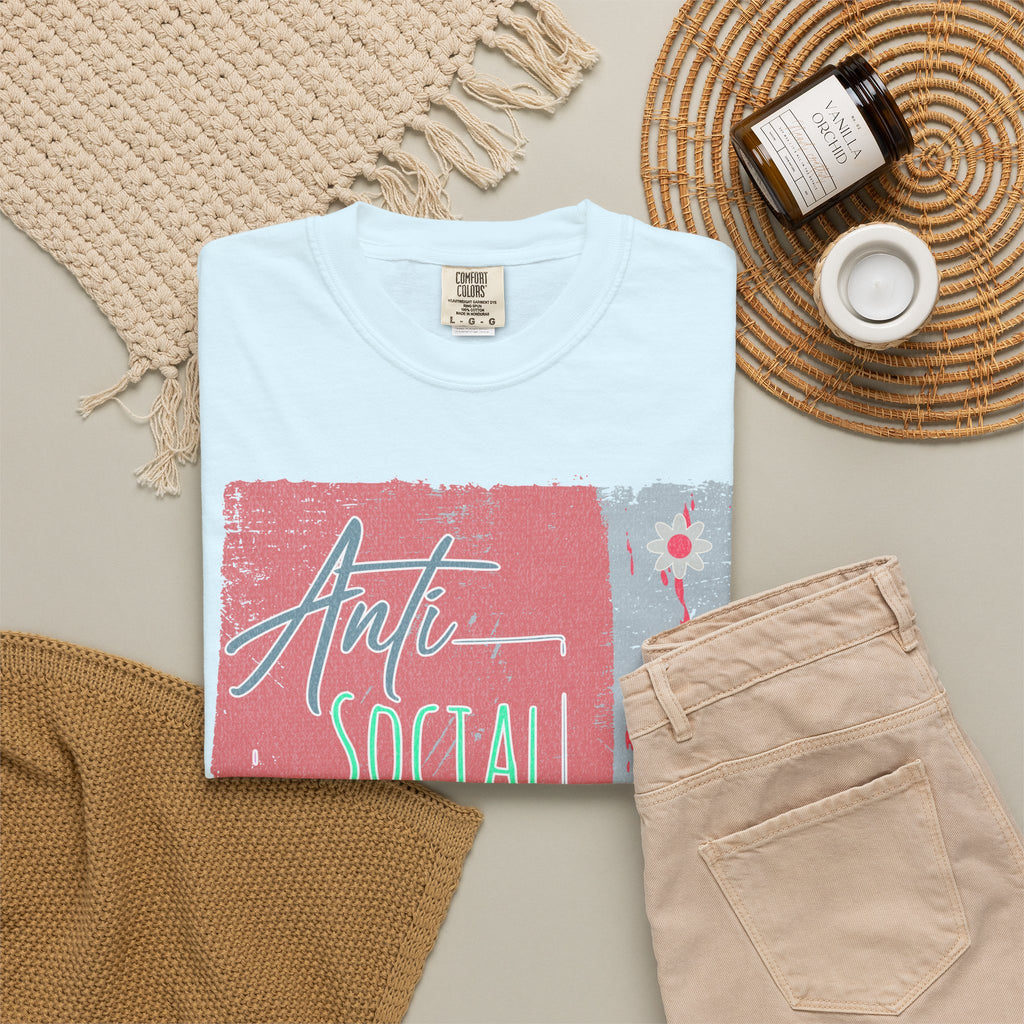 Textured Anti Social Social Club Graphic T-Shirt — Vintage Retro Block Print Tee