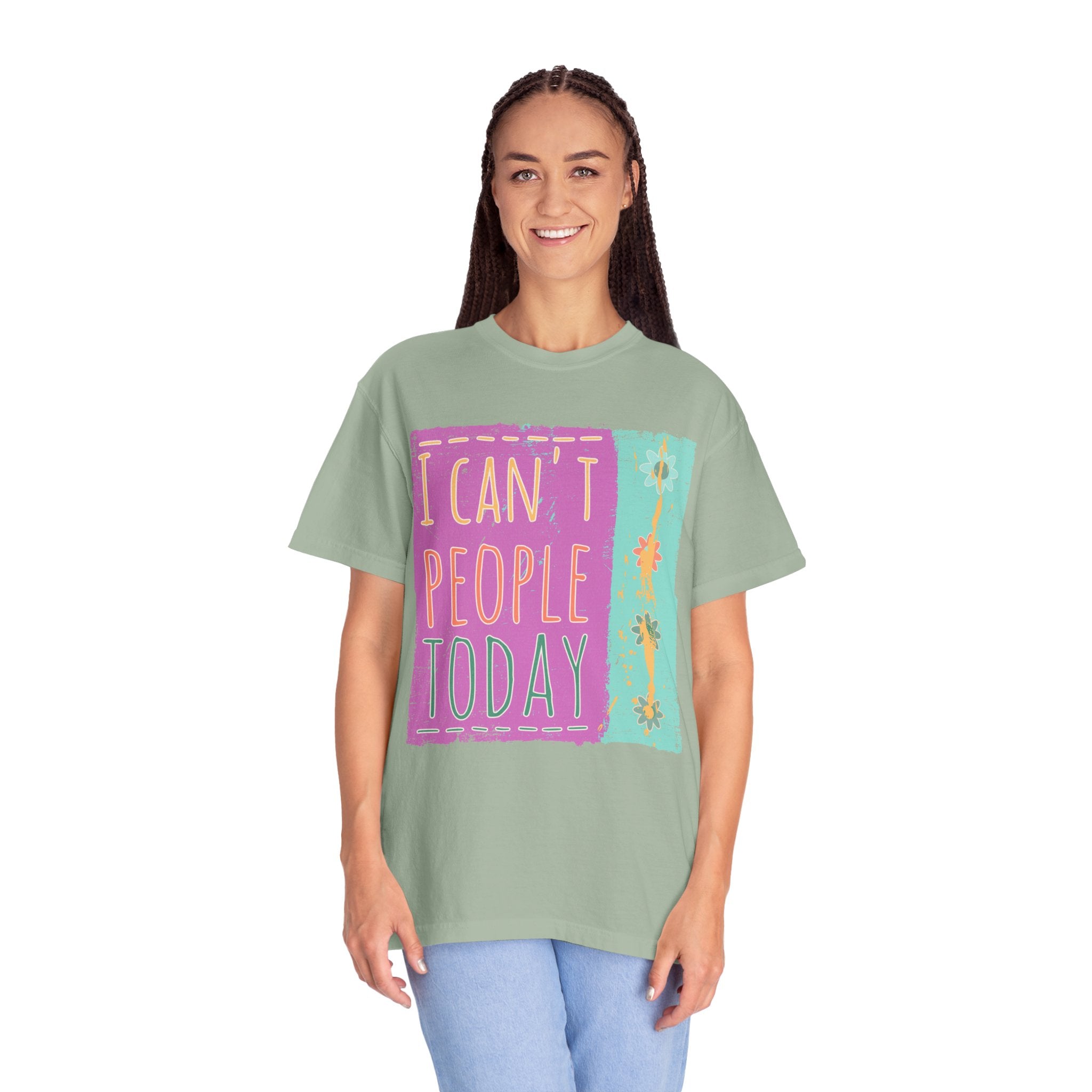Textured I Can't People Today T-Shirt — Funny Introvert Graphic Tee