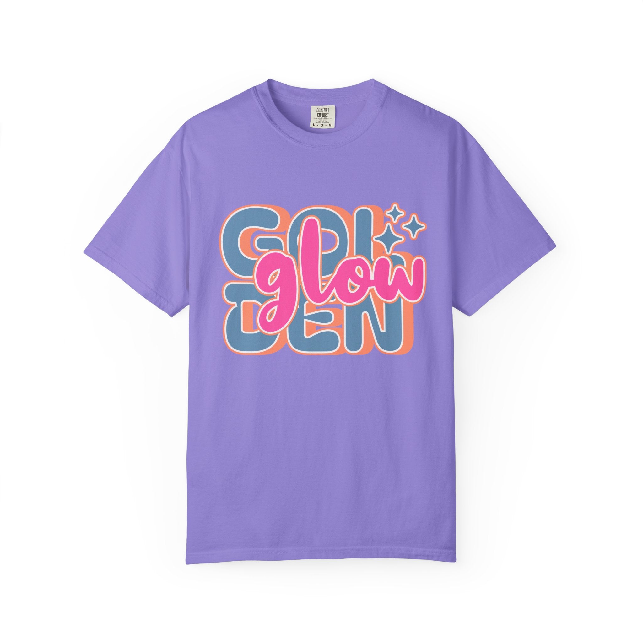 Golden Glow Retro Graphic Textured T-Shirt