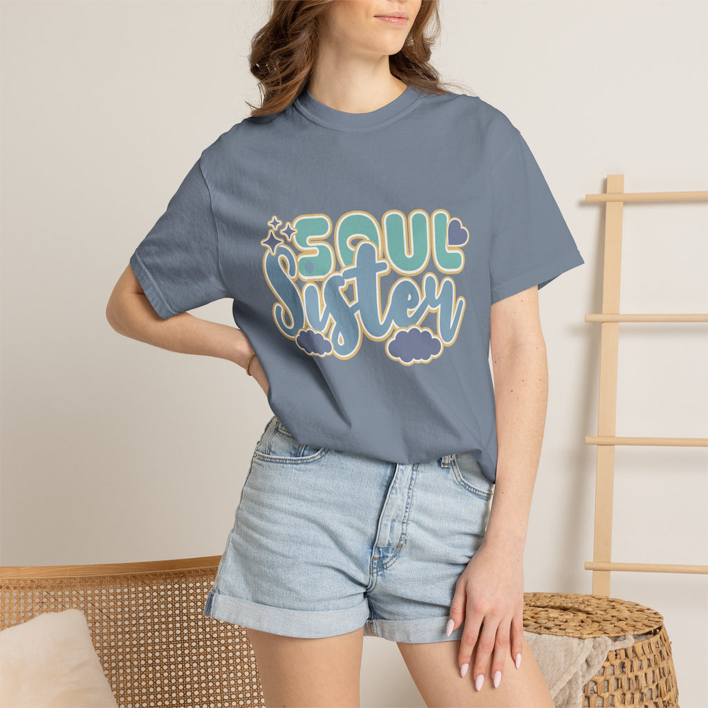 Soul Sister Textured T-Shirt — Retro Cloud Graphic Tee
