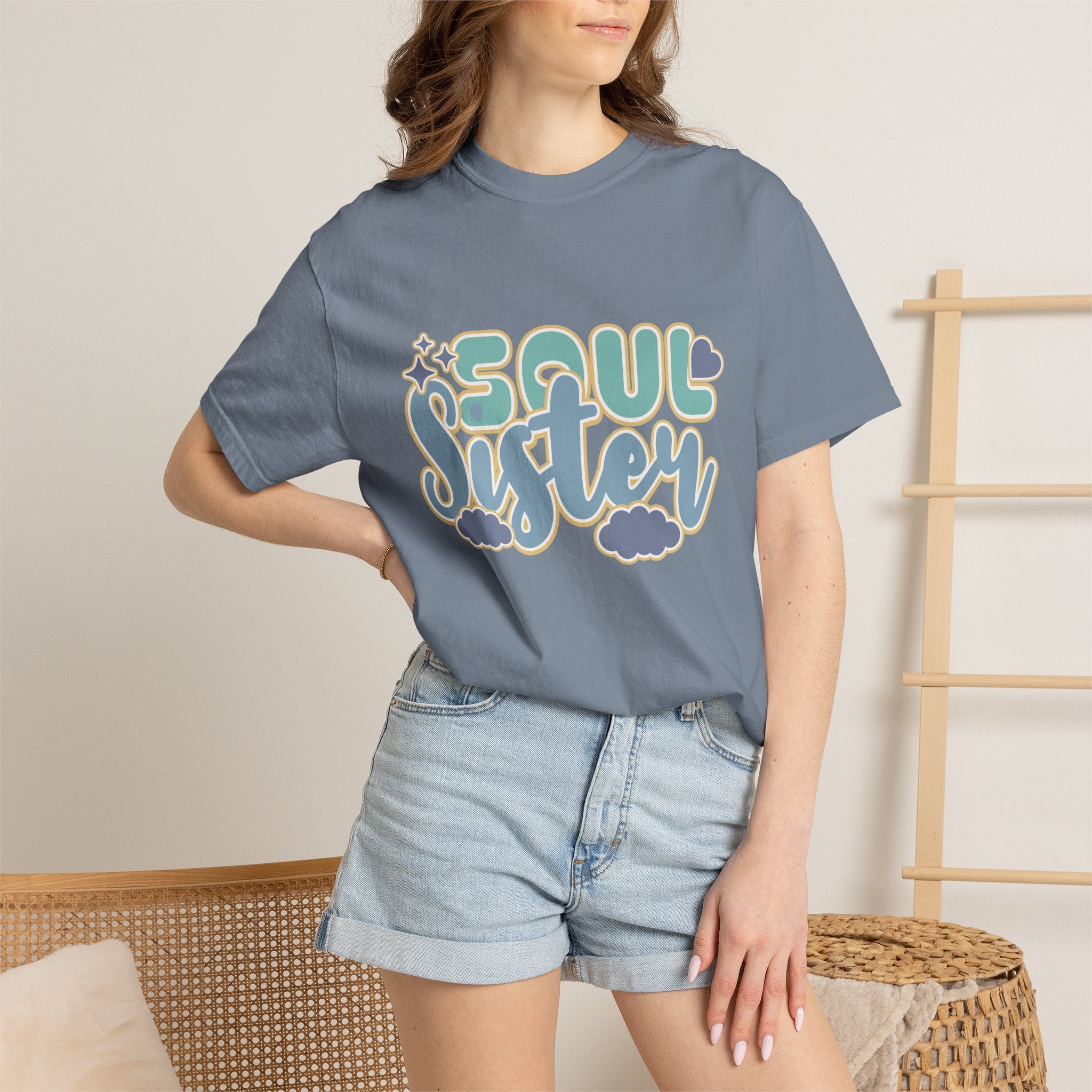 Soul Sister Textured T-Shirt — Retro Cloud Graphic Tee