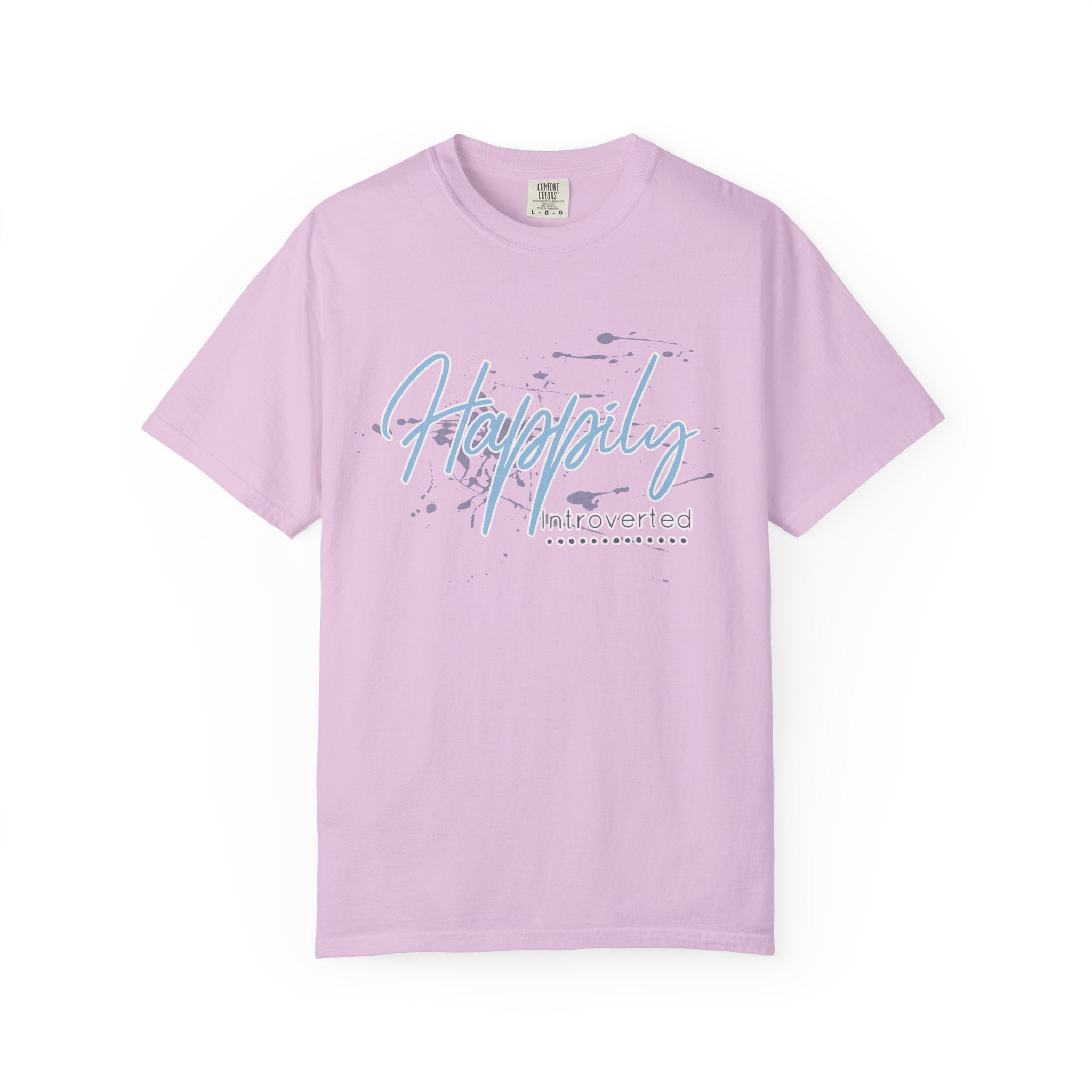 Introverted Aesthetic Textured Tee — "Happily" Script Graphic T-Shirt