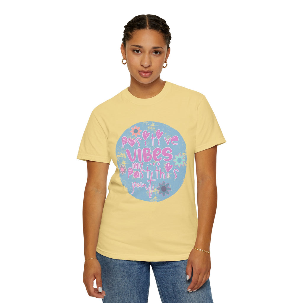 Textured Positive Vibes T-Shirt — Retro Floral ‘Positive Vibes Only’ Graphic Tee
