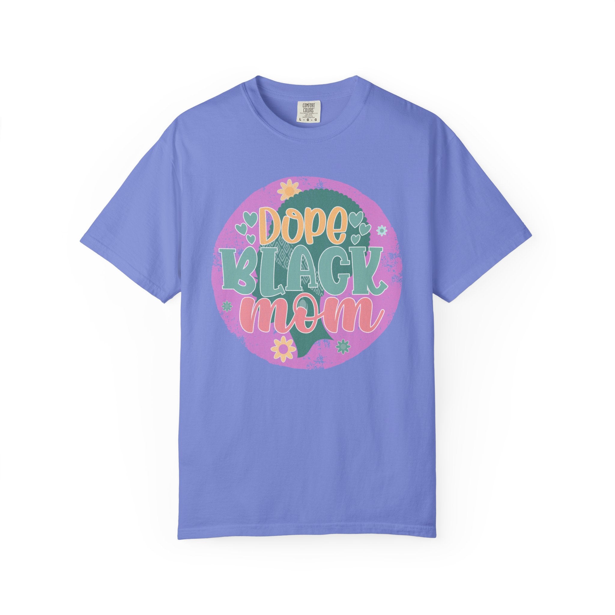 Dope Black Mom Textured T-Shirt — Retro Floral Pride Tee for Black Moms