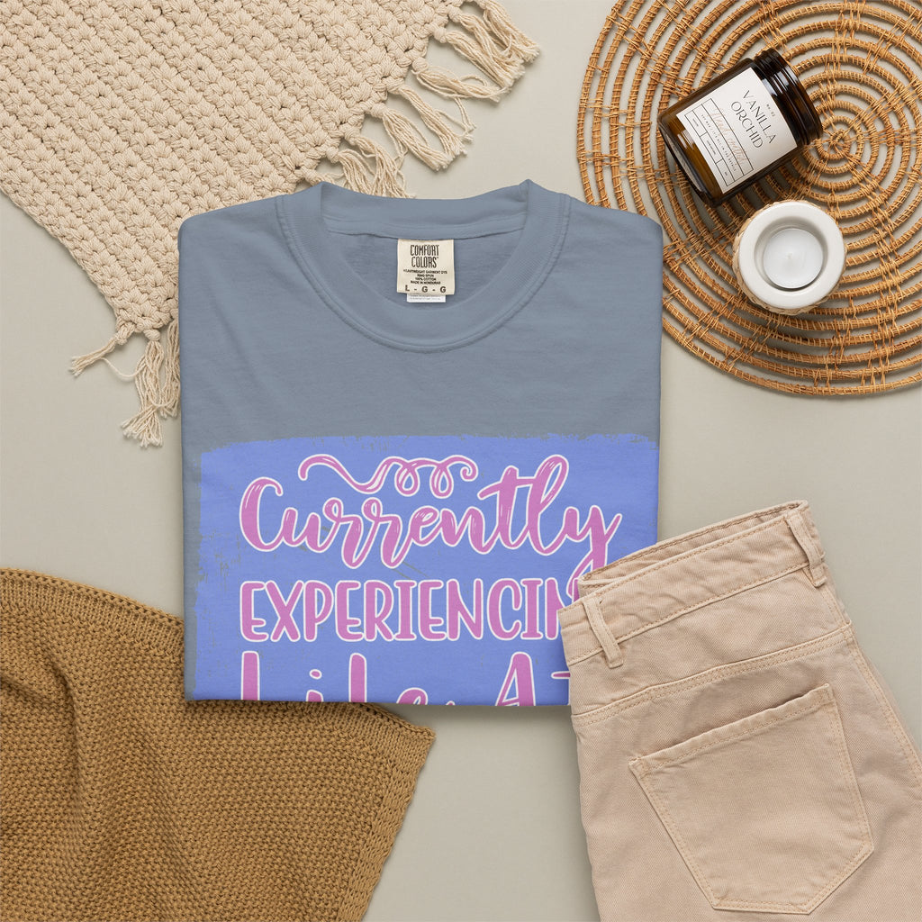 Textured T-Shirt — "Currently Experiencing Life at 15 WTS Per Hour" Retro Graphic Tee