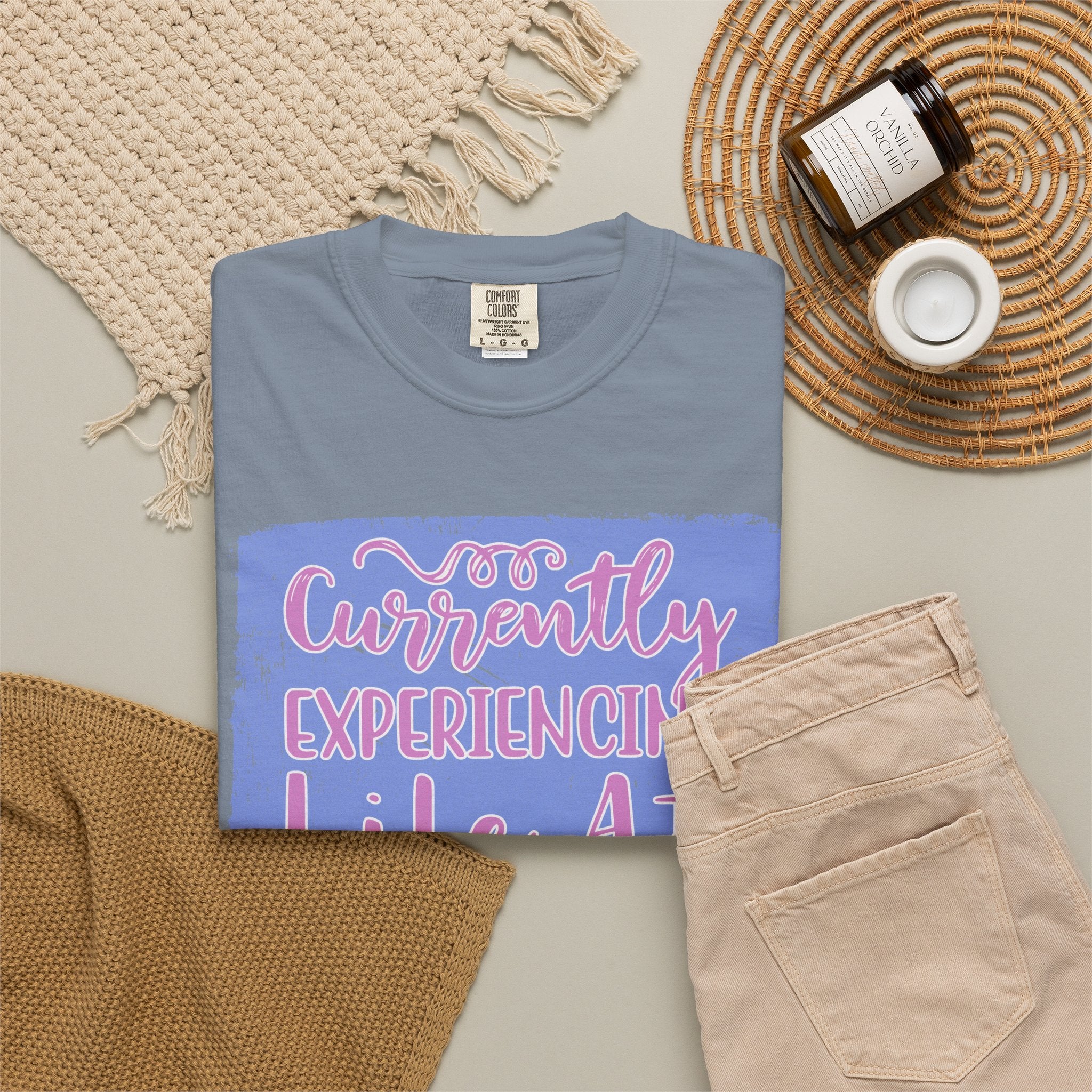 Textured T-Shirt — "Currently Experiencing Life at 15 WTS Per Hour" Retro Graphic Tee