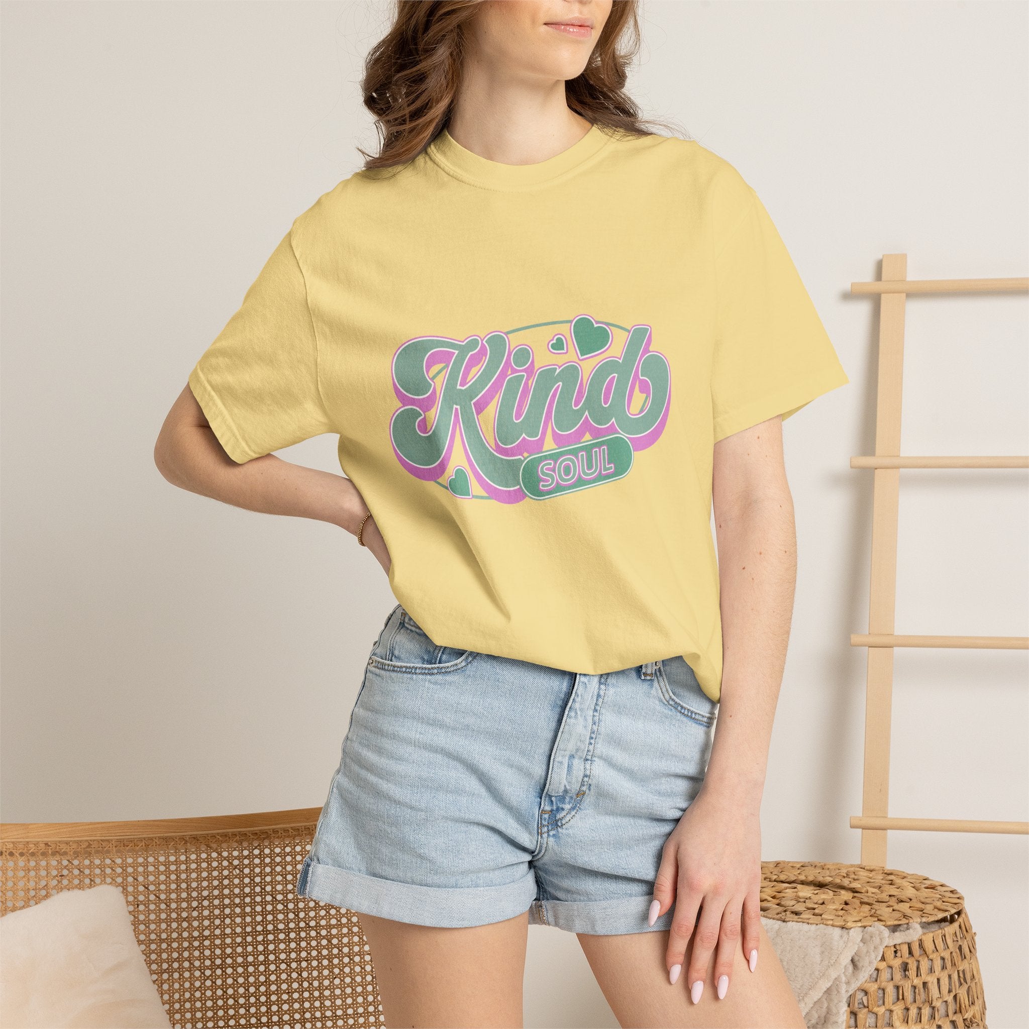 Textured Kind Soul T-Shirt — Retro Pastel Graphic Tee