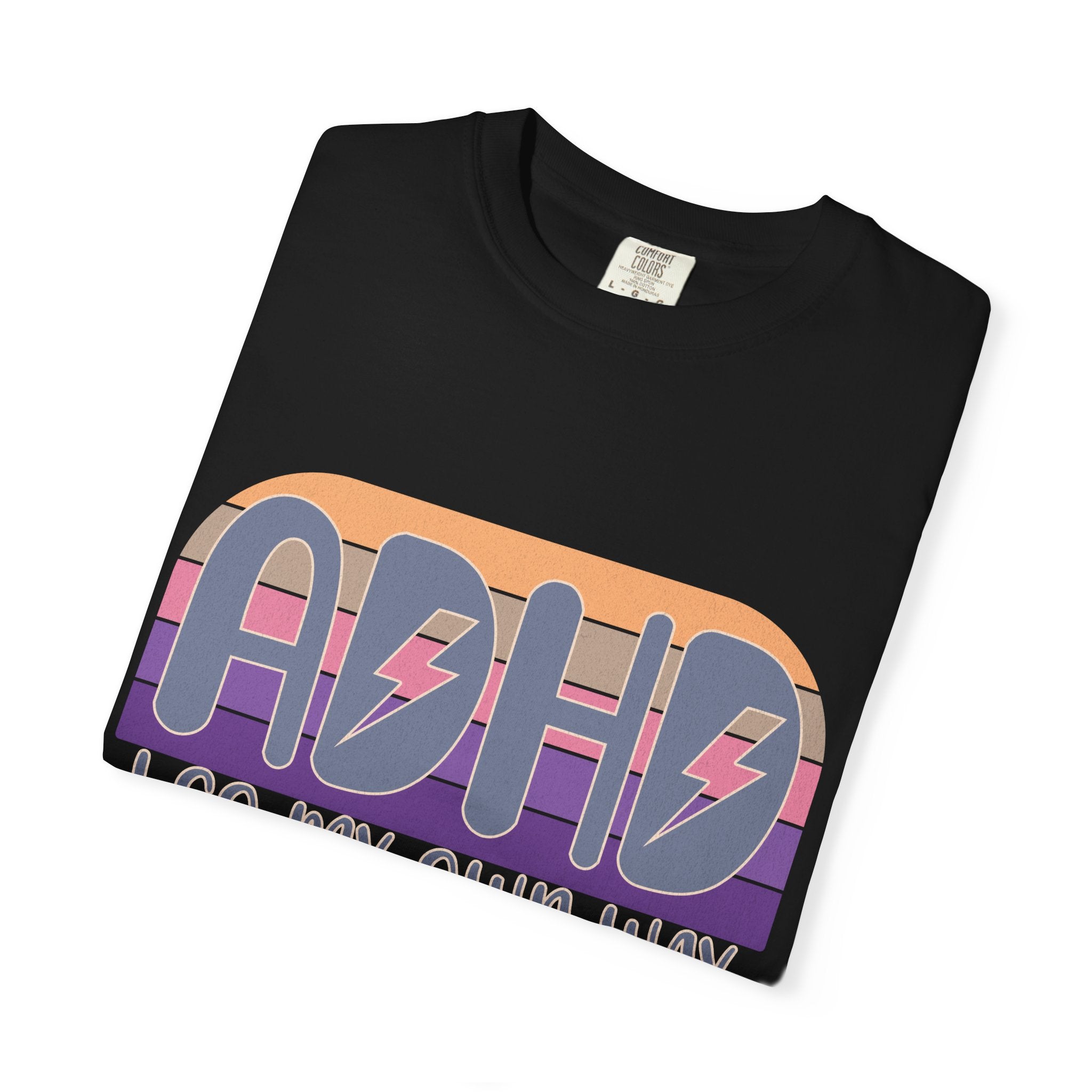 ADHD I Go My Own Way Tee — Retro Lightning Graphic T-Shirt